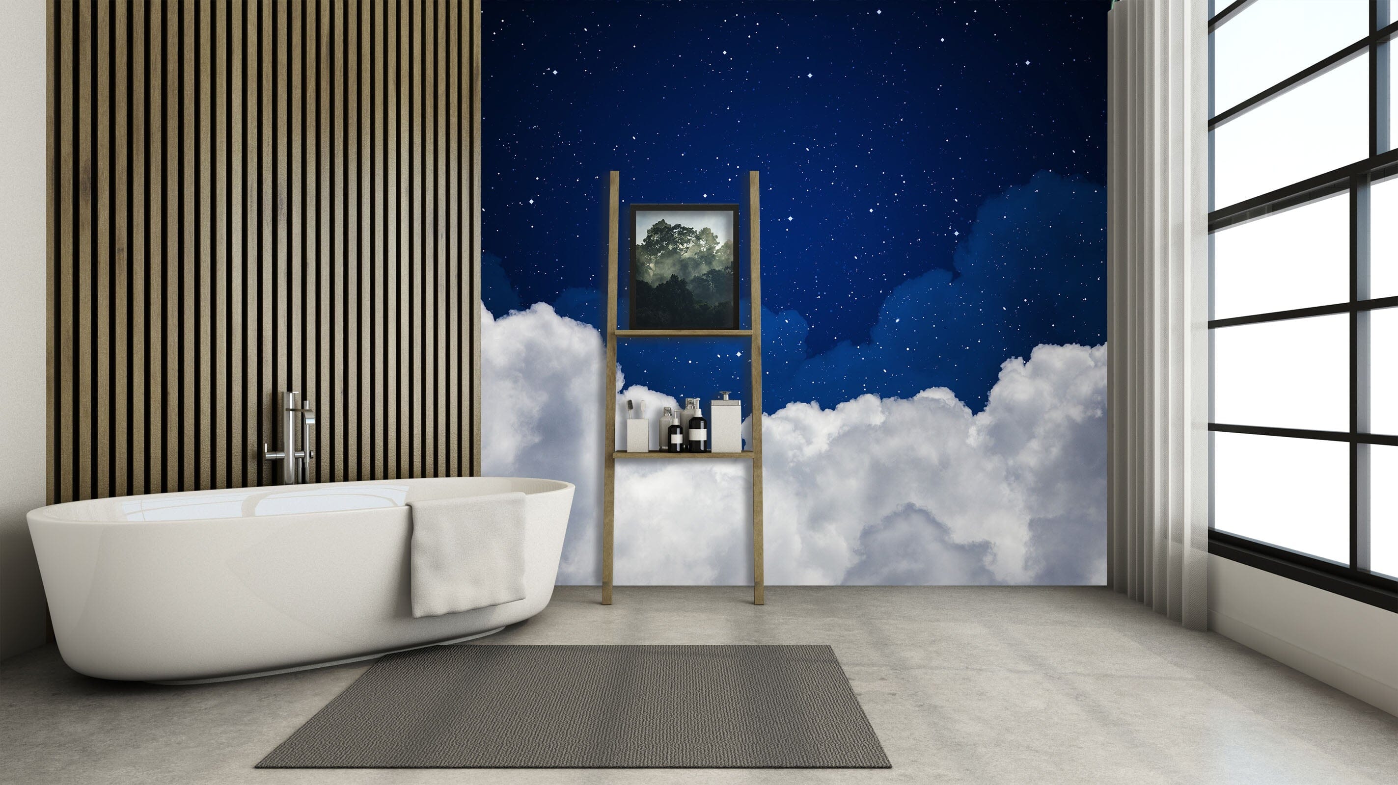 3D White Clouds Night Sky 084 Wall Murals Wallpaper AJ Wallpaper 2 