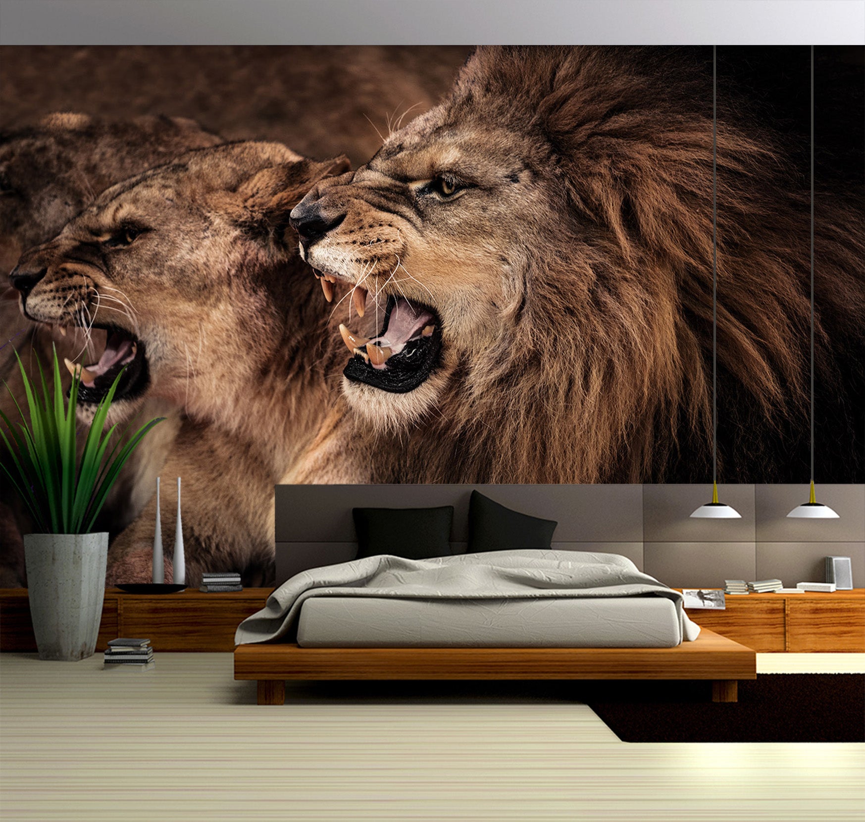 3D Lion Fierce 311 Wall Murals