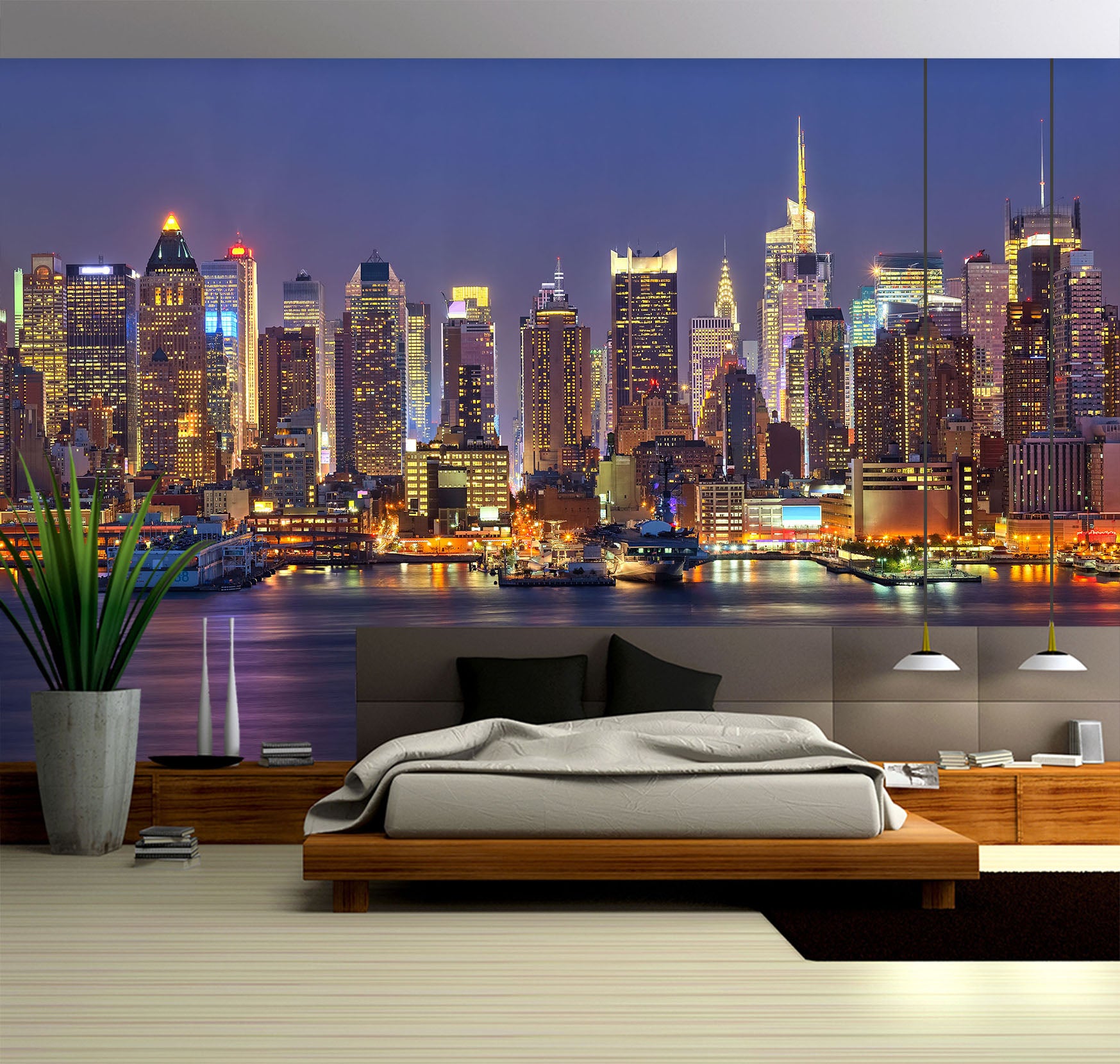 3D Night Harbour Building 58135 Wall Murals