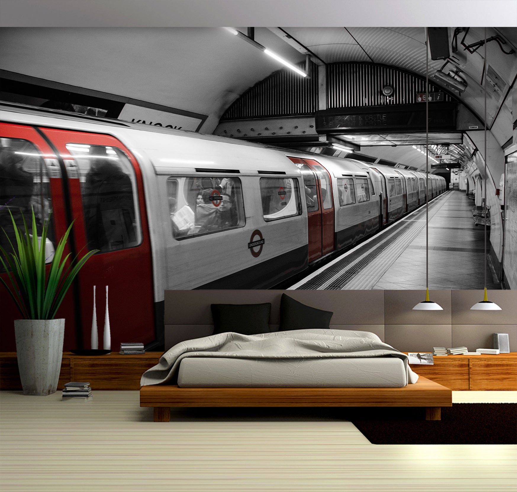 3D Subway Platform 217 Vehicle Wall Murals