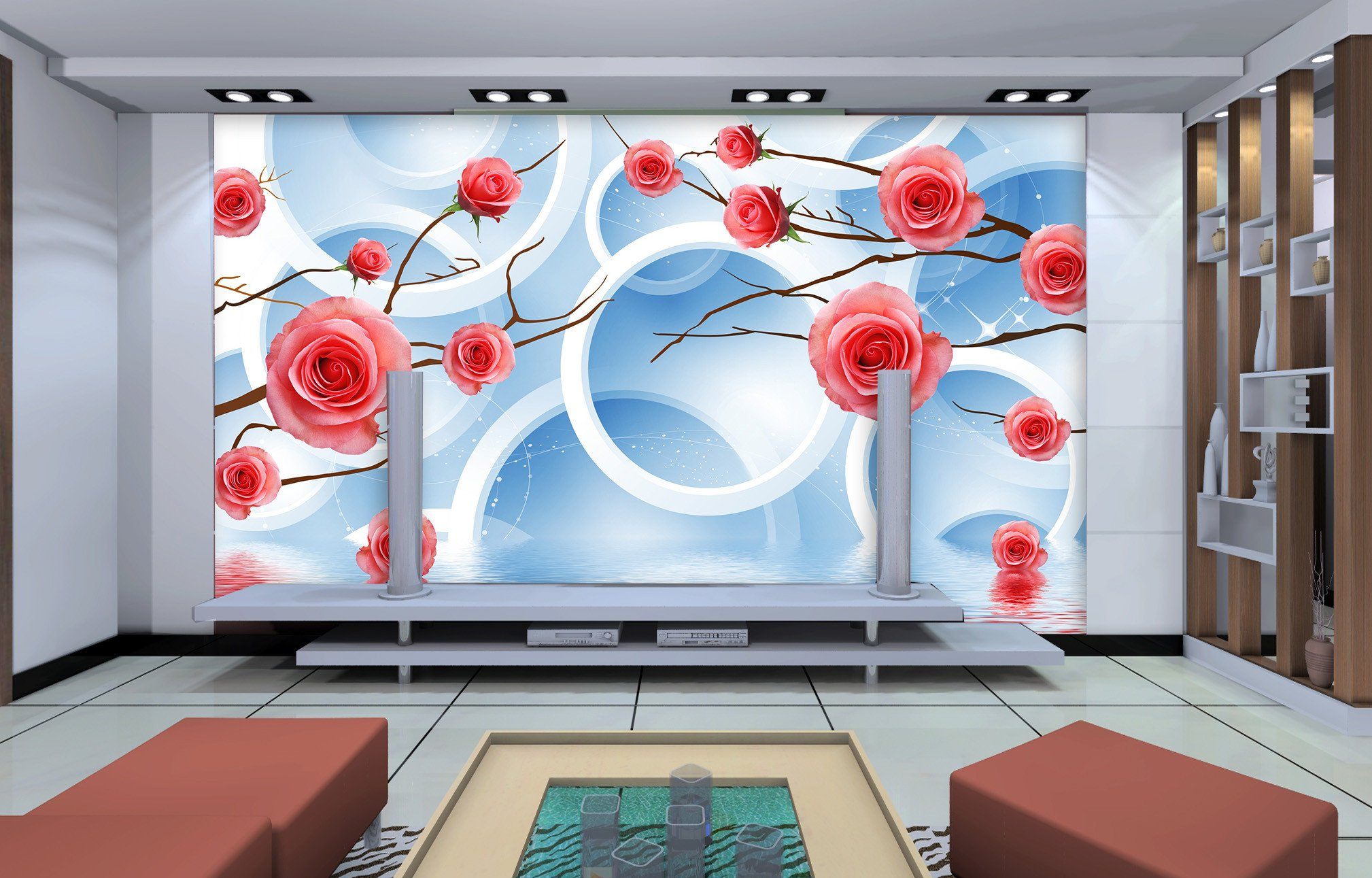 3D Red Blossom Flower 09 Wallpaper AJ Wallpaper 