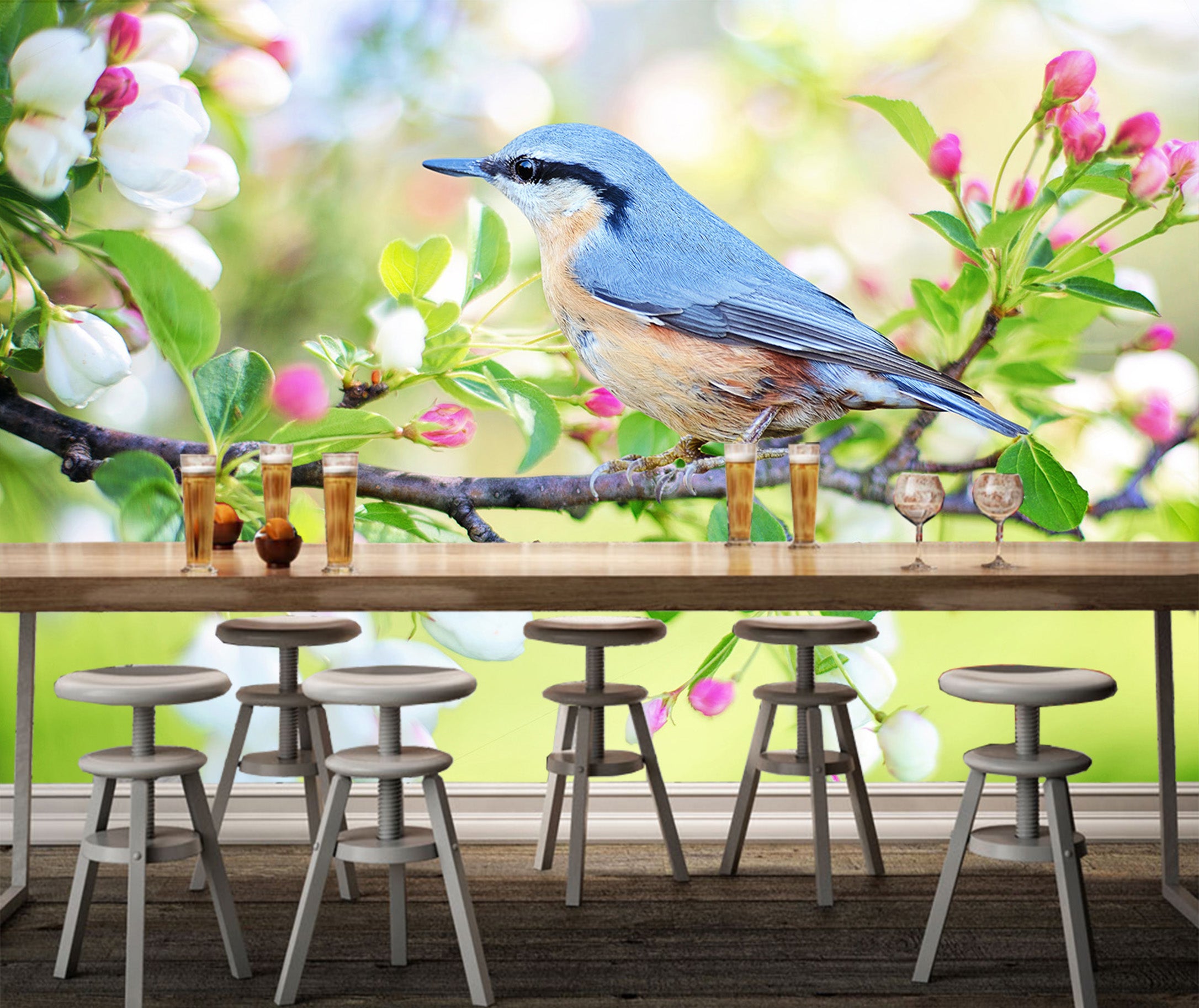 3D Blue Bird 337 Wall Murals