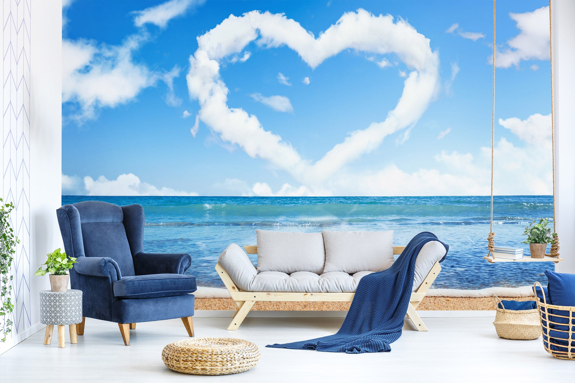 3D Sea Heart Cloud 58127 Wall Murals