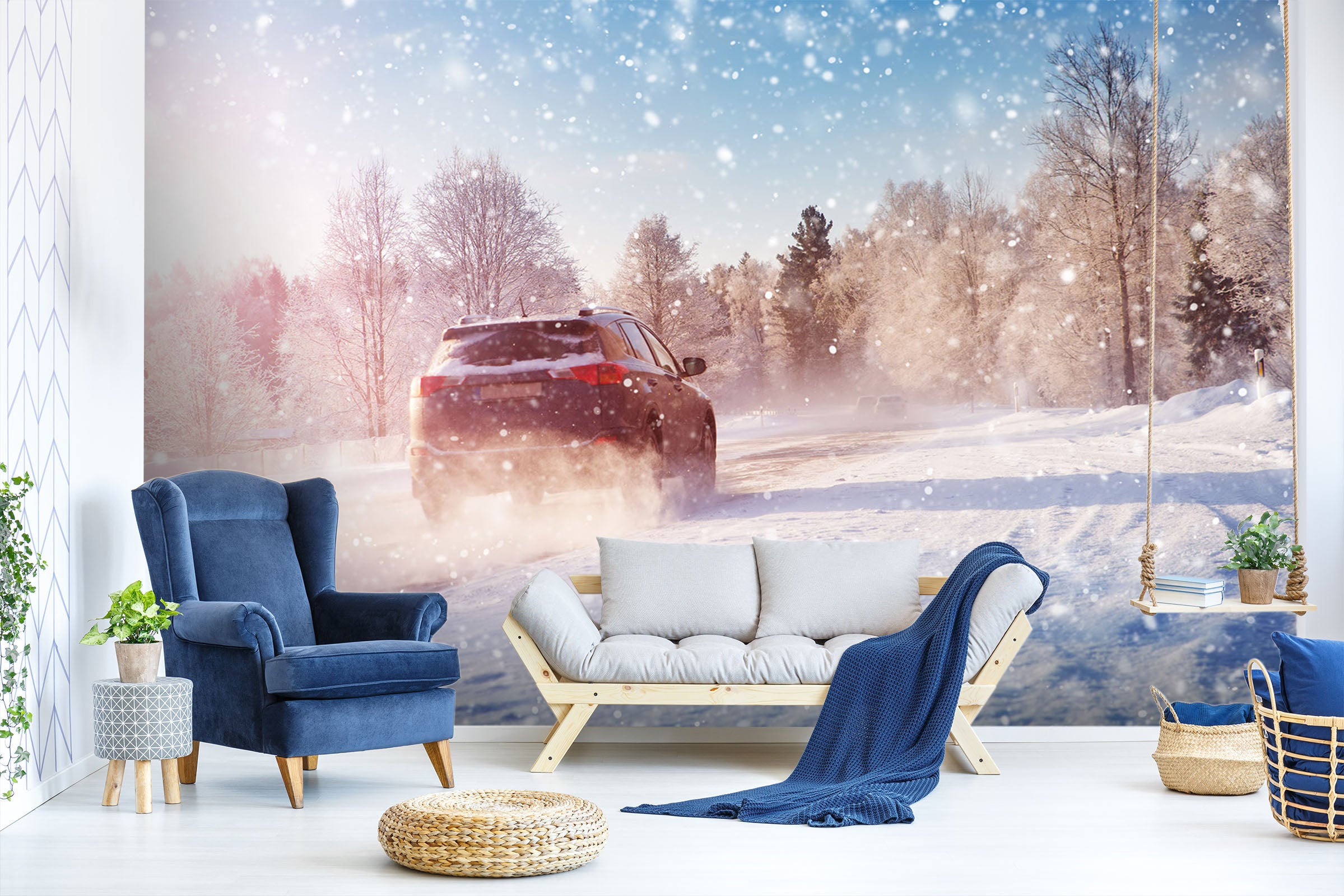 3D Snowflake Car 383 Vehicle Wall Murals