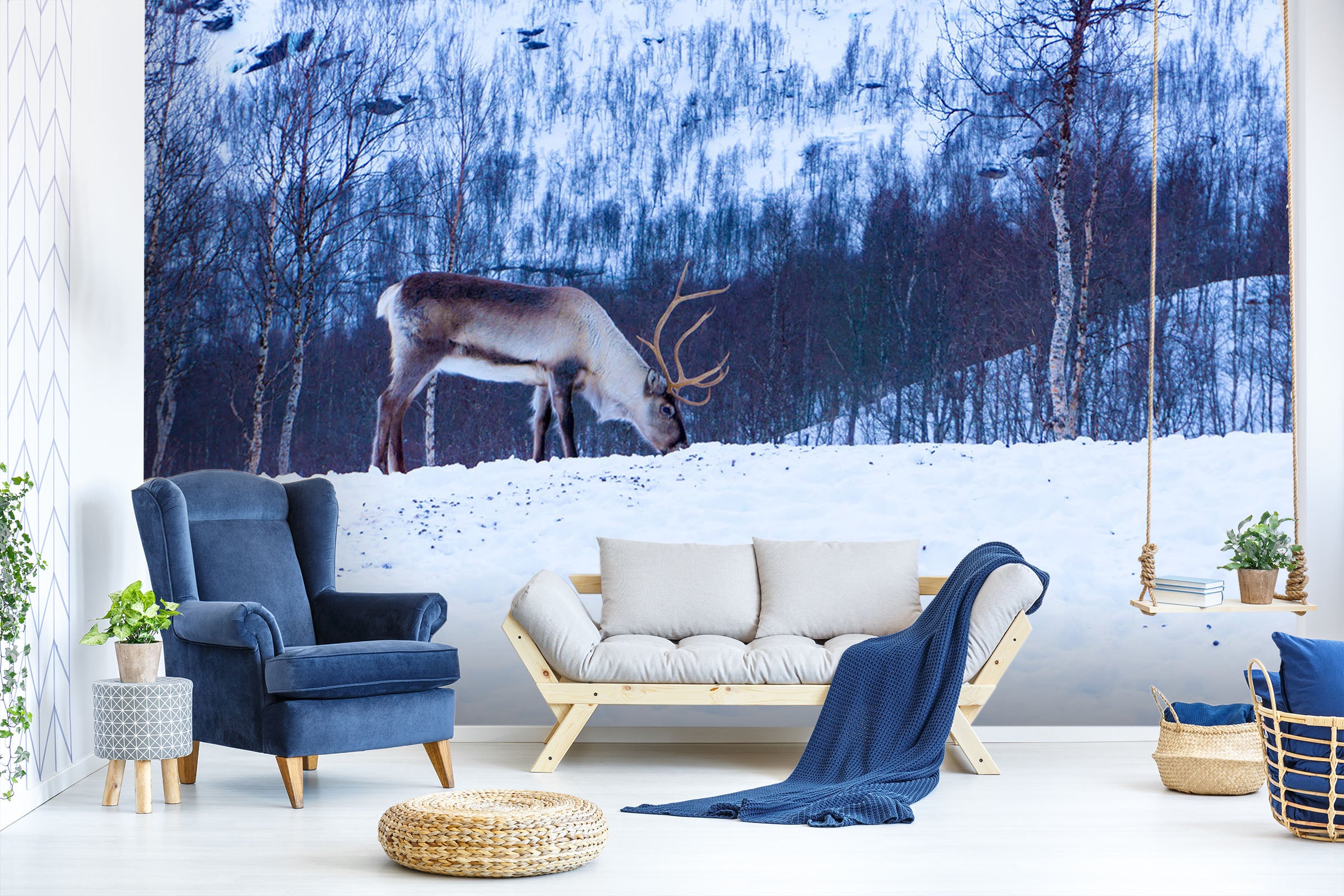 3D Snow Deer 221 Wall Murals