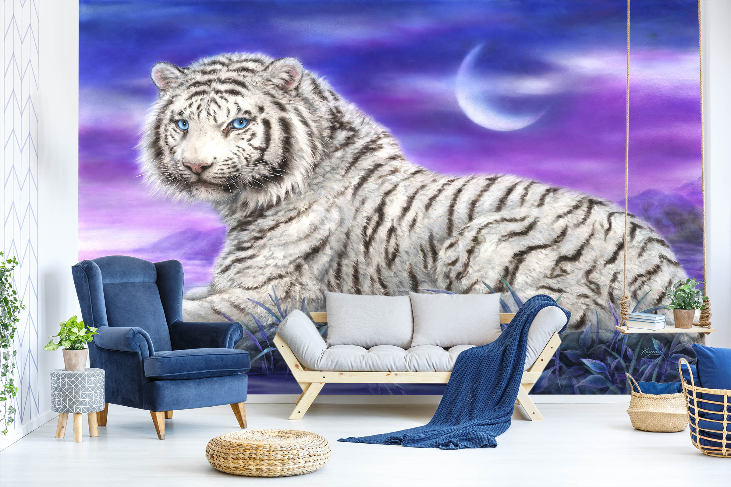 3D Tiger Moon 5528 Kayomi Harai Wall Mural Wall Murals