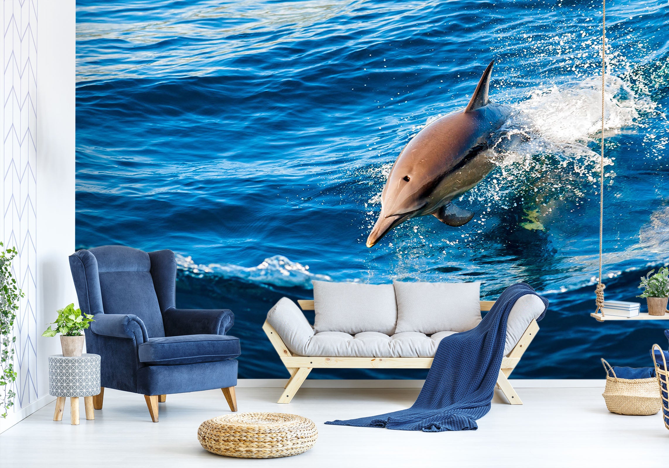 3D Cute Dolphin 113 Wall Murals