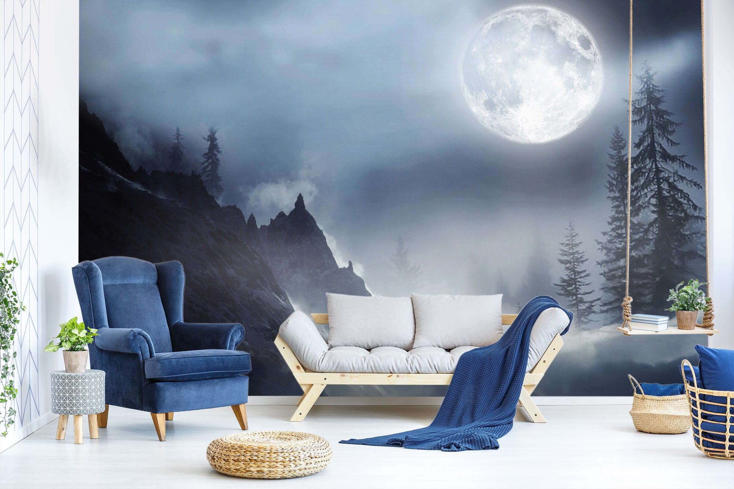 3D Moon Night View 030 Wall Murals Wallpaper AJ Wallpaper 2 