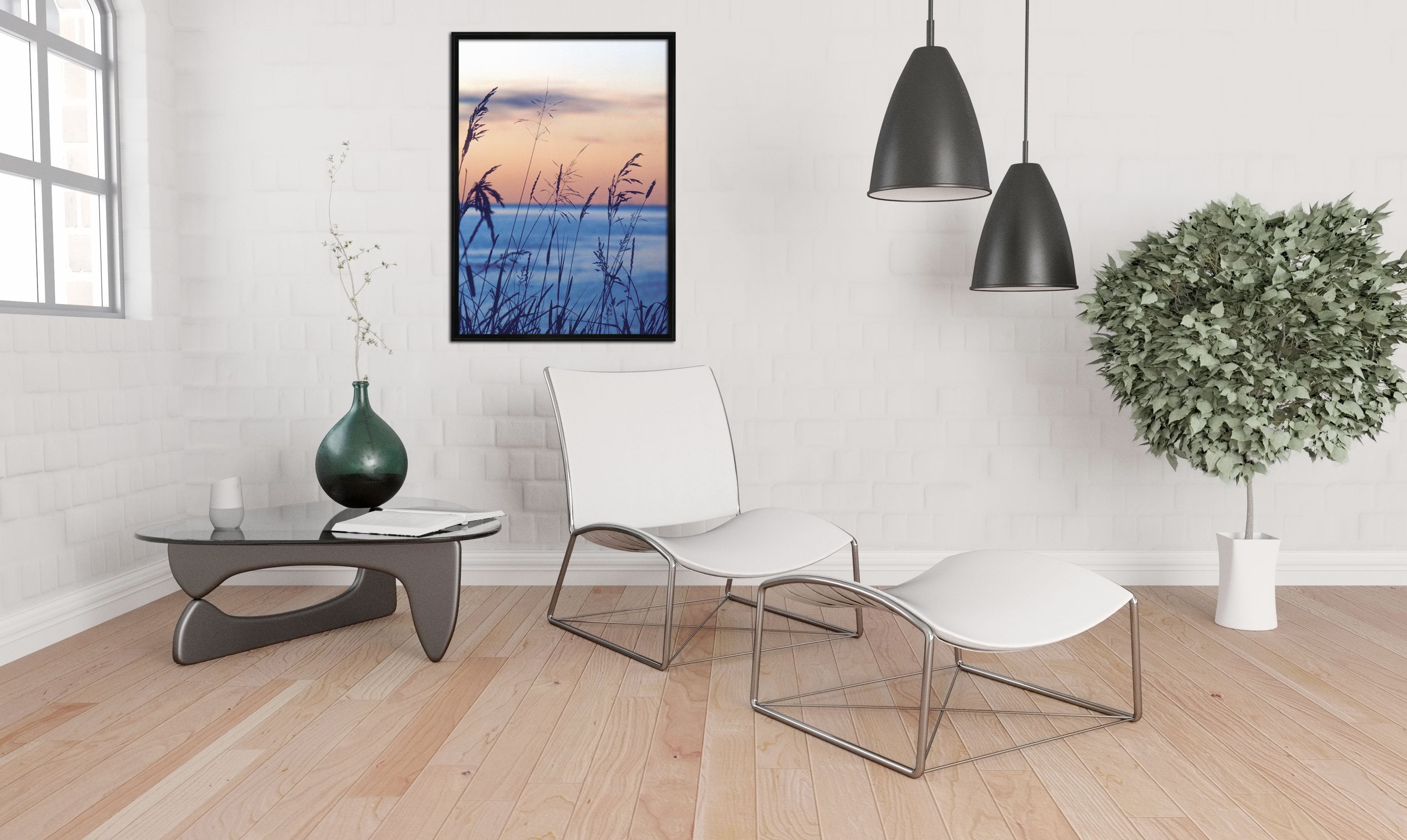 3D Lakeside Grass 011 Fake Framed Print Painting Wallpaper AJ Creativity Home 