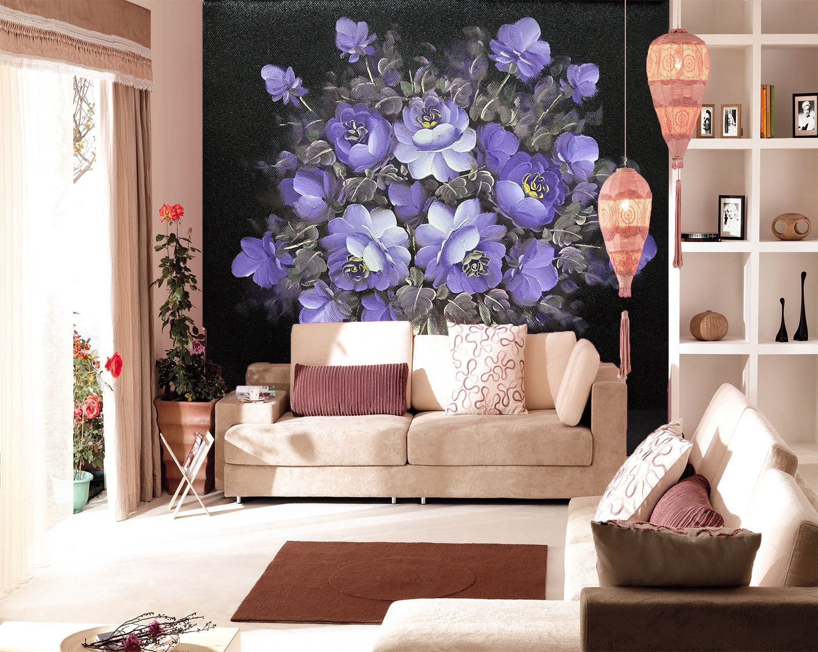 Blue Blossoms Vase Wallpaper AJ Wallpaper 