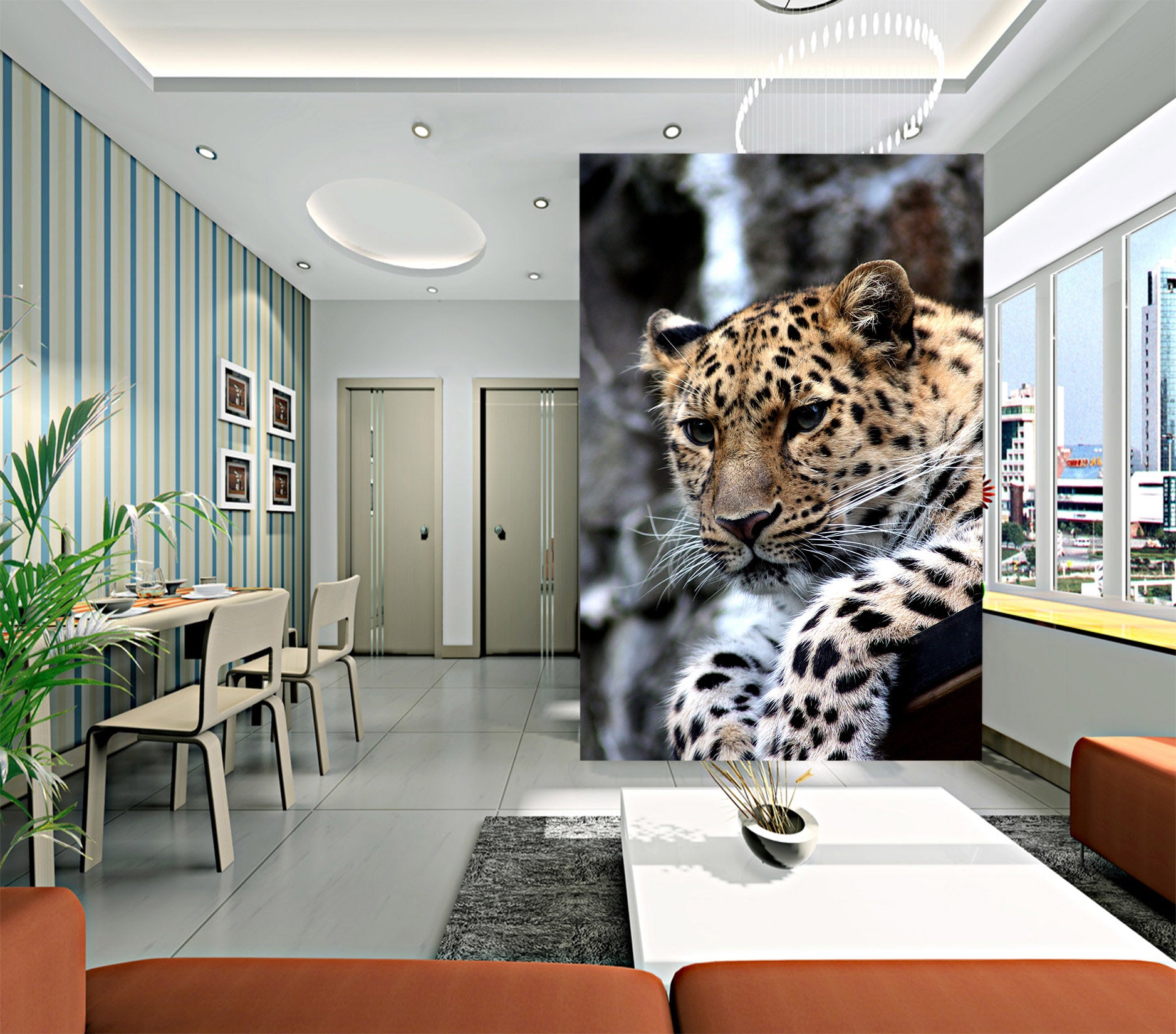 3D Leopard Stone 109 Wall Murals