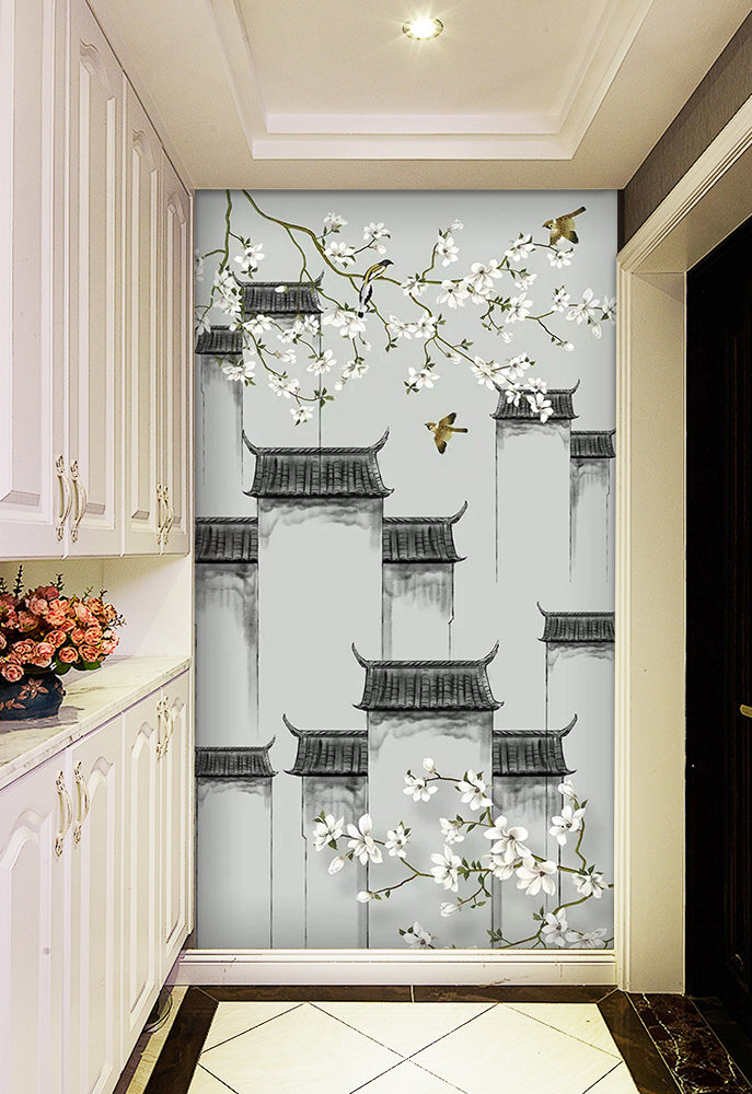 3D Roof Bird Flower WC855 Wall Murals