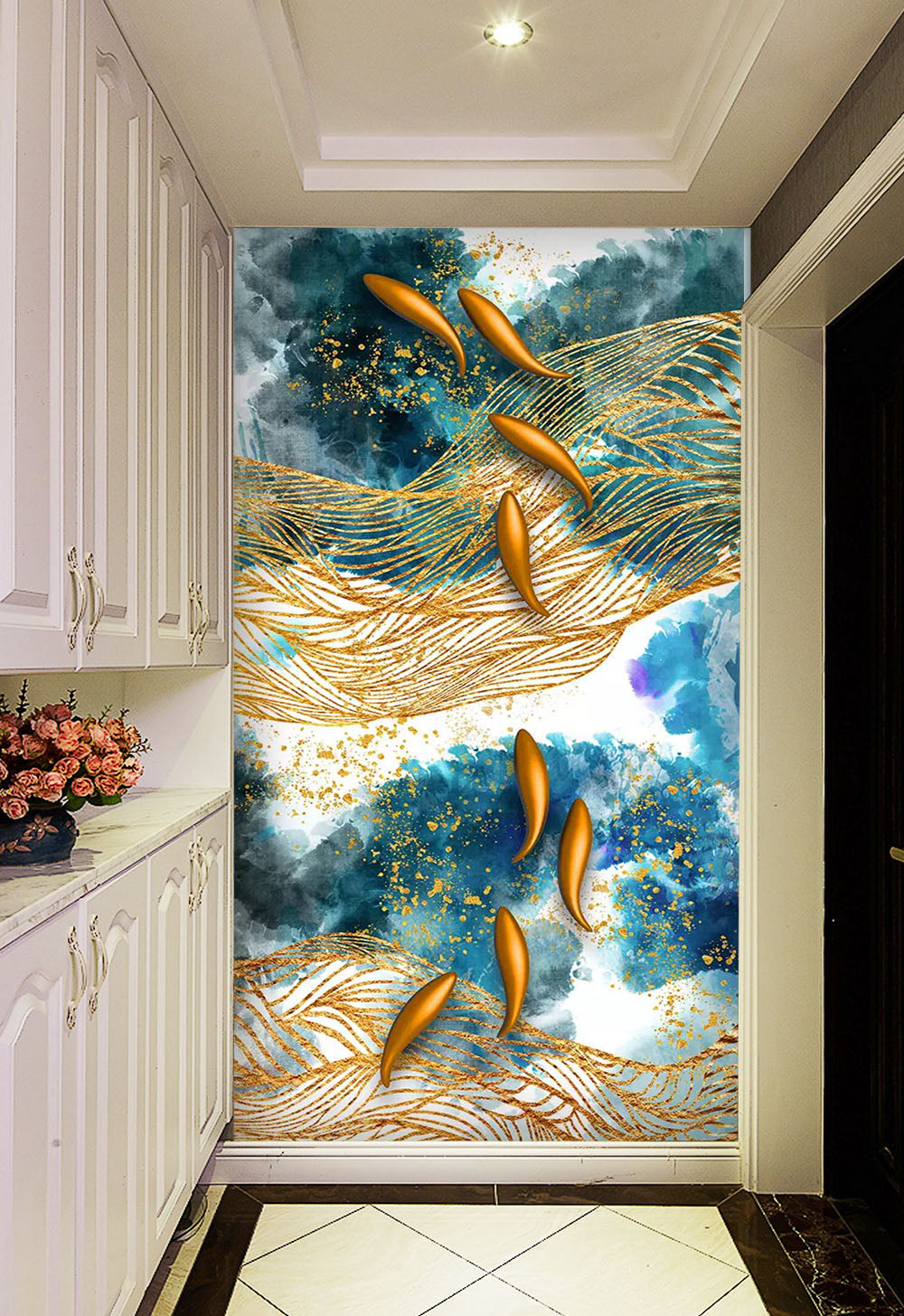 3D Metal Fish WC859 Wall Murals