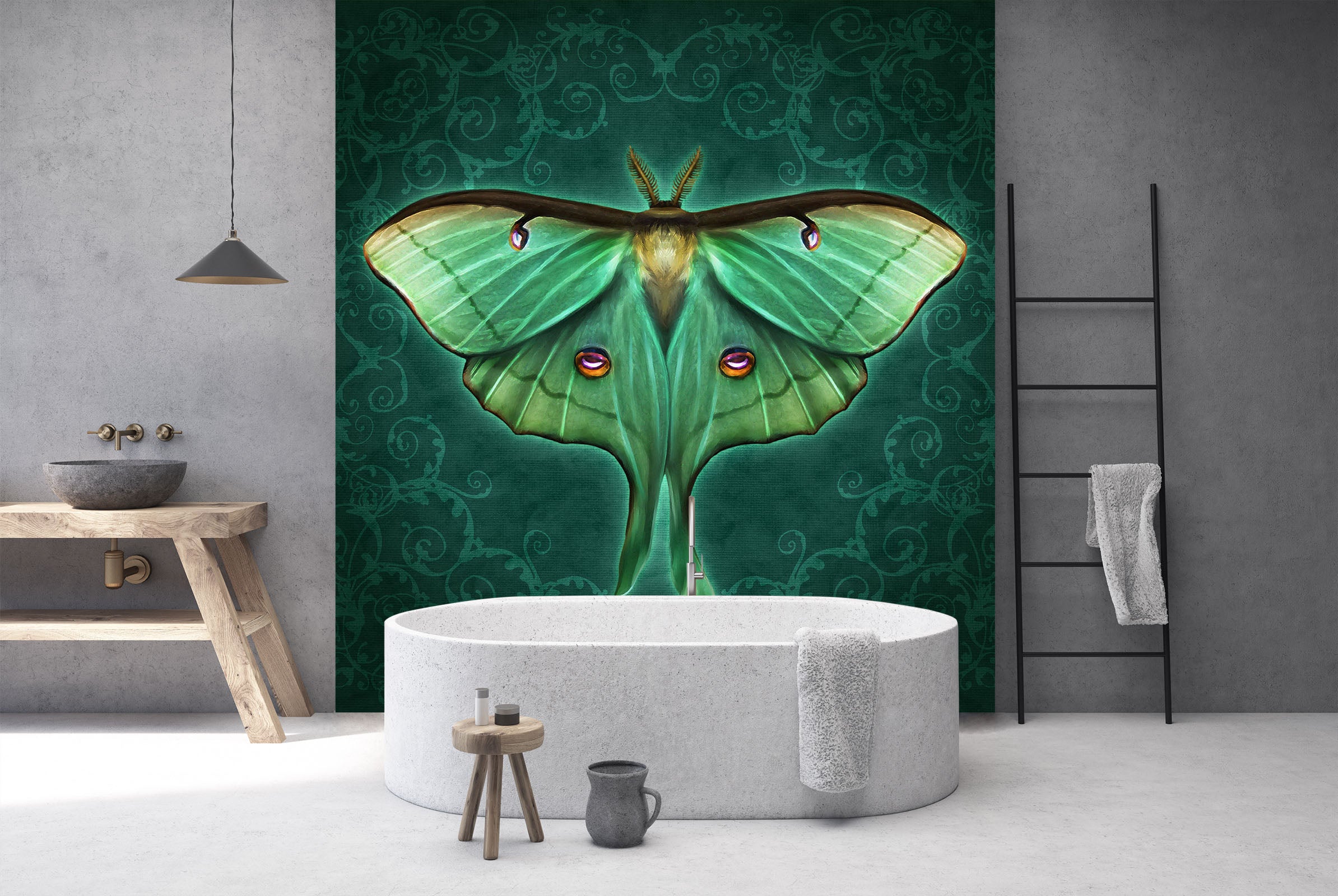 3D Green Moth 8755 Brigid Ashwood Wall Mural Wall Murals