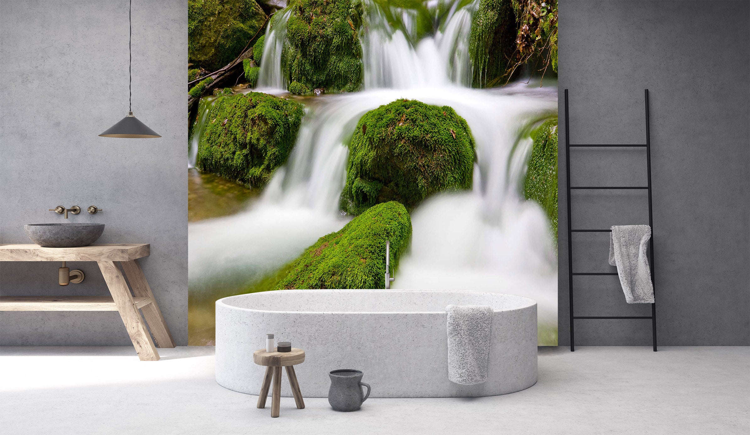 3D Waterfall Stone 1638 Wall Murals