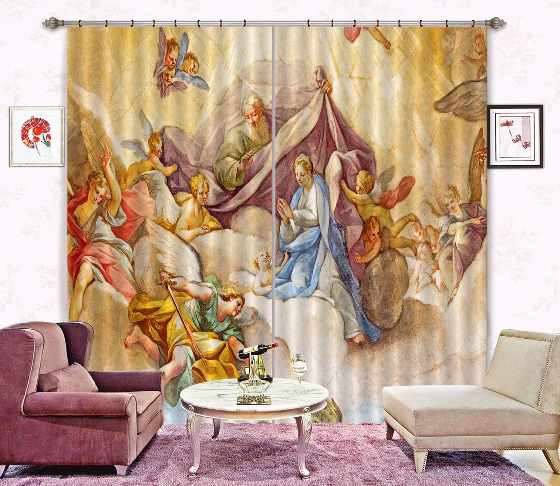 3D Cloak White Clouds 033 Curtains Drapes Curtains AJ Creativity Home 