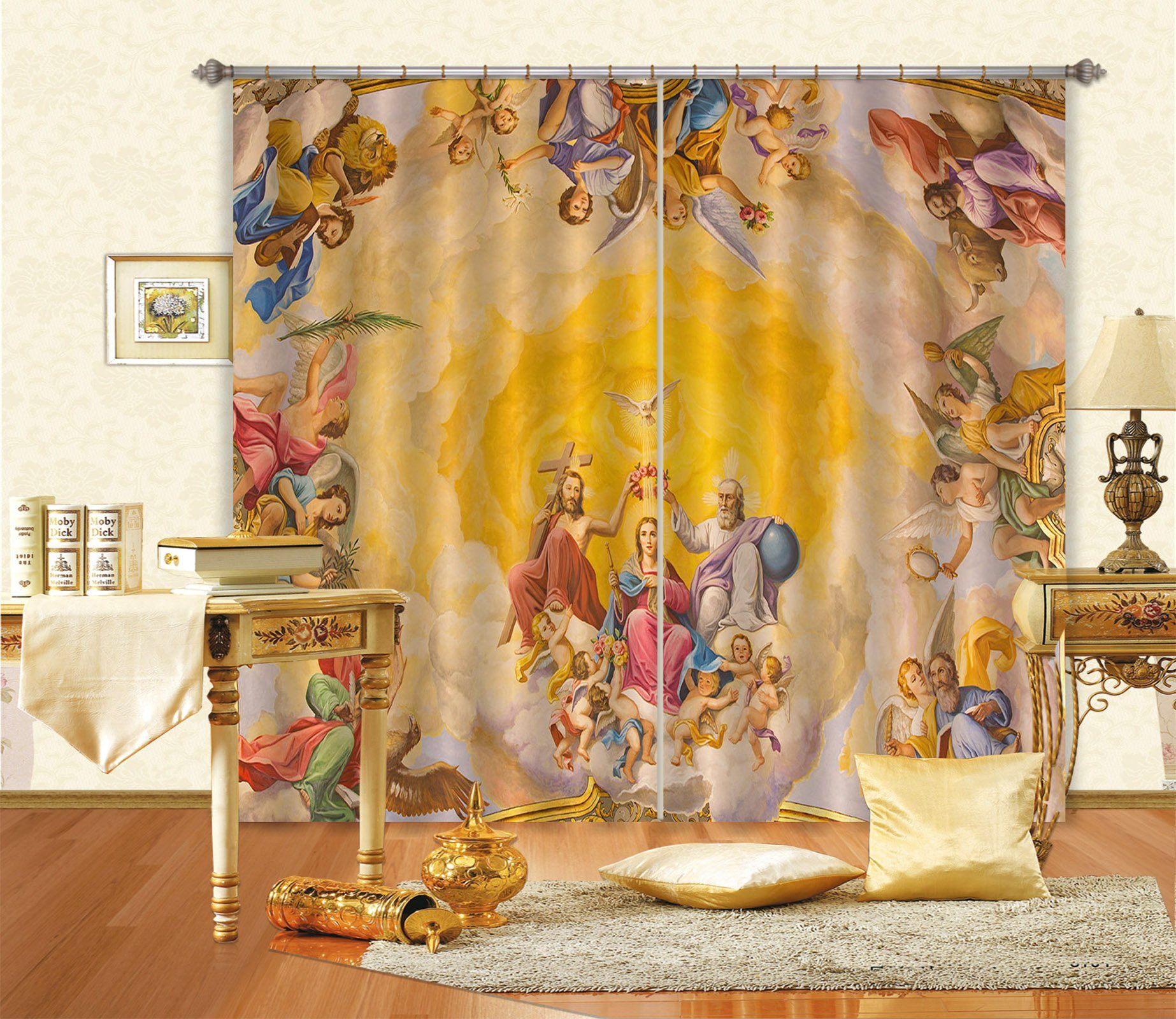 3D Dove Wreath 009 Curtains Drapes Curtains AJ Creativity Home 