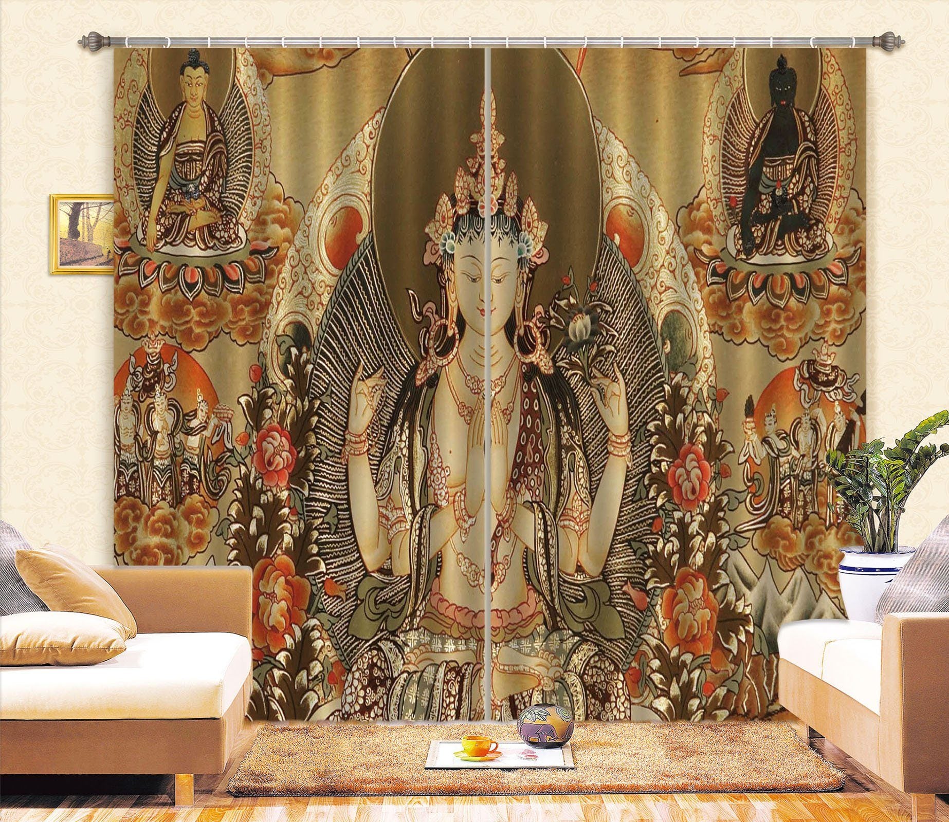 3D Pray For Contemplation 058 Curtains Drapes Curtains AJ Creativity Home 