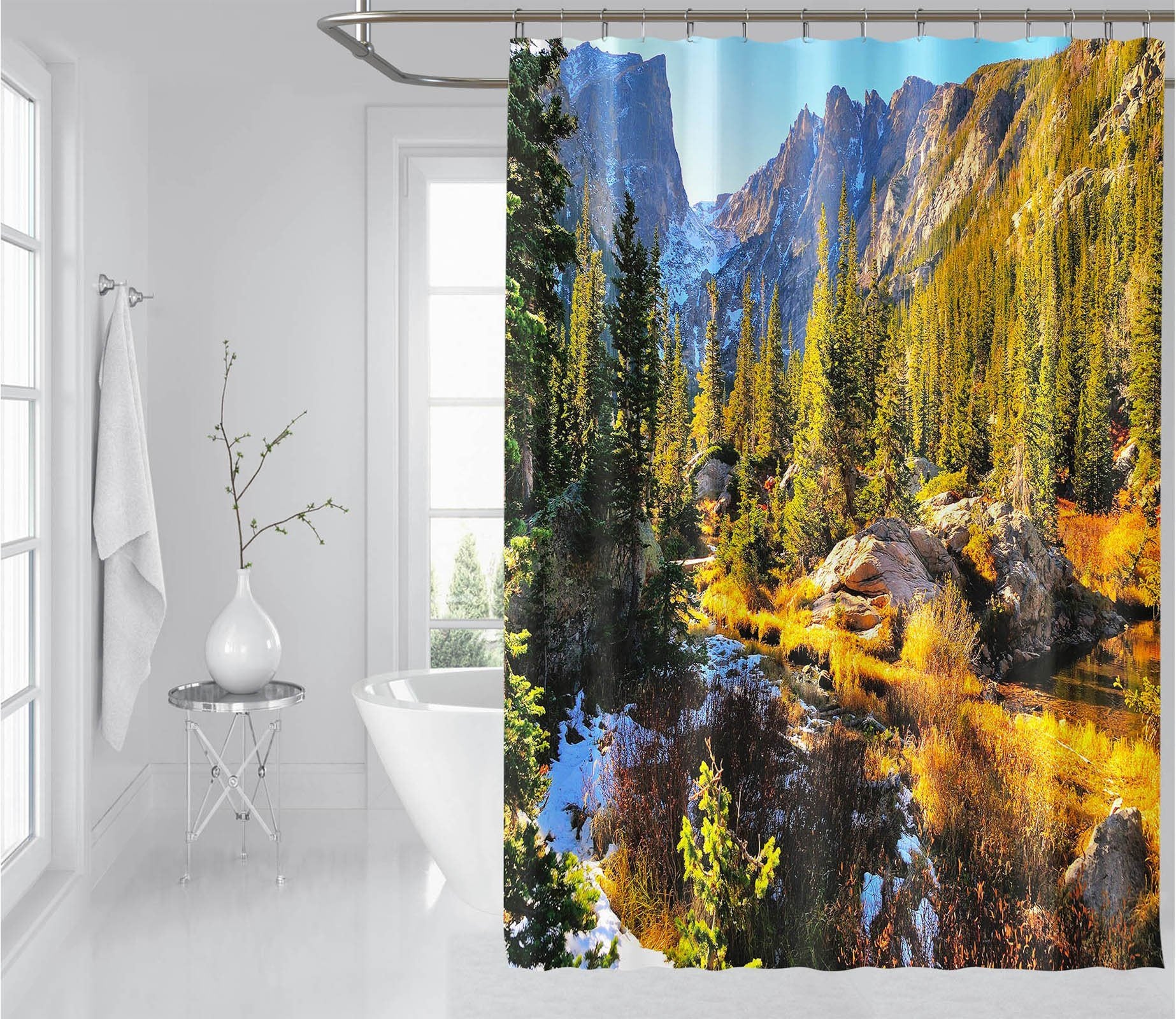 3D Forest Small River 048 Shower Curtain 3D Shower Curtain AJ Creativity Home 