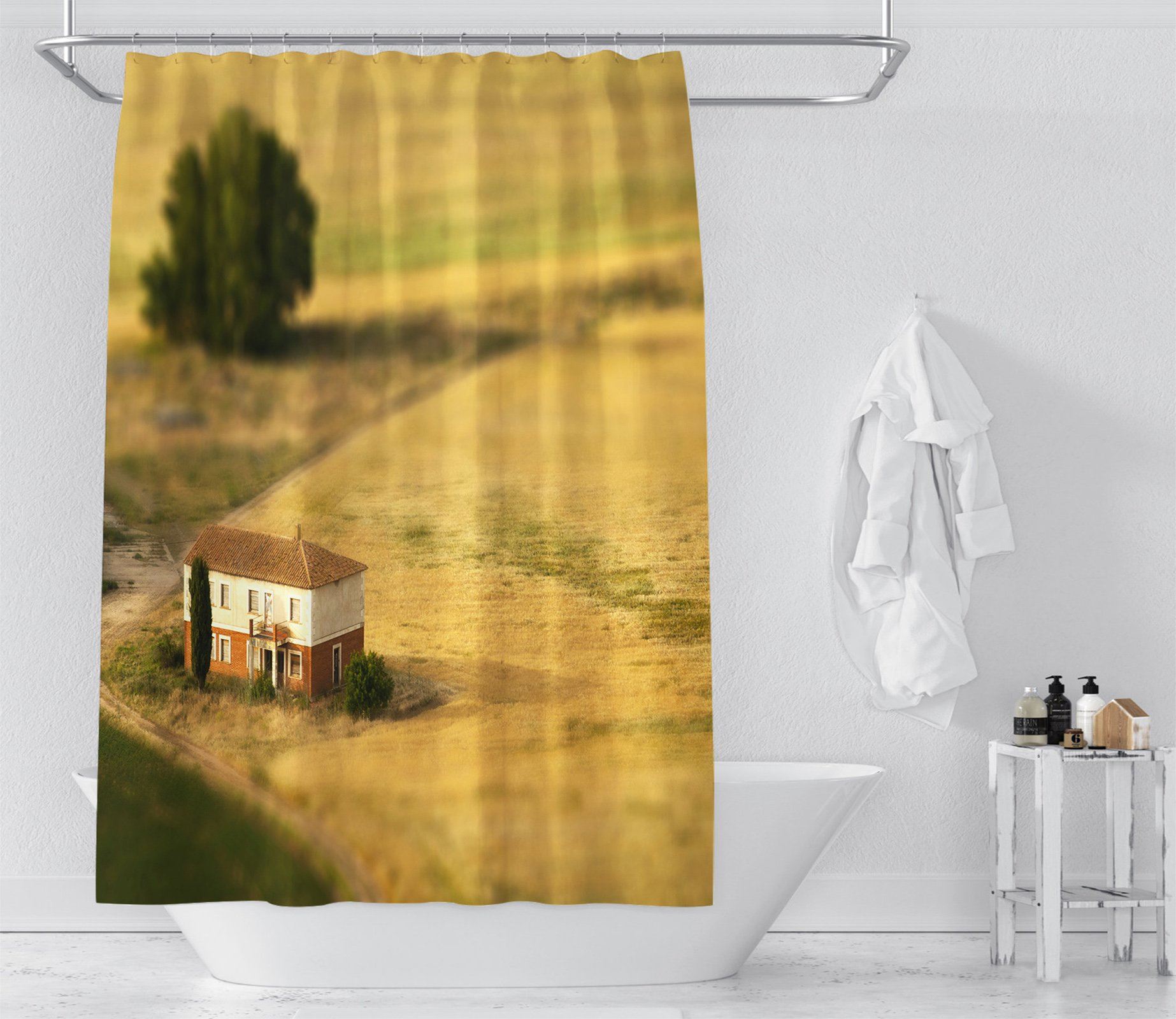 3D Prairie House 015 Shower Curtain 3D Shower Curtain AJ Creativity Home 