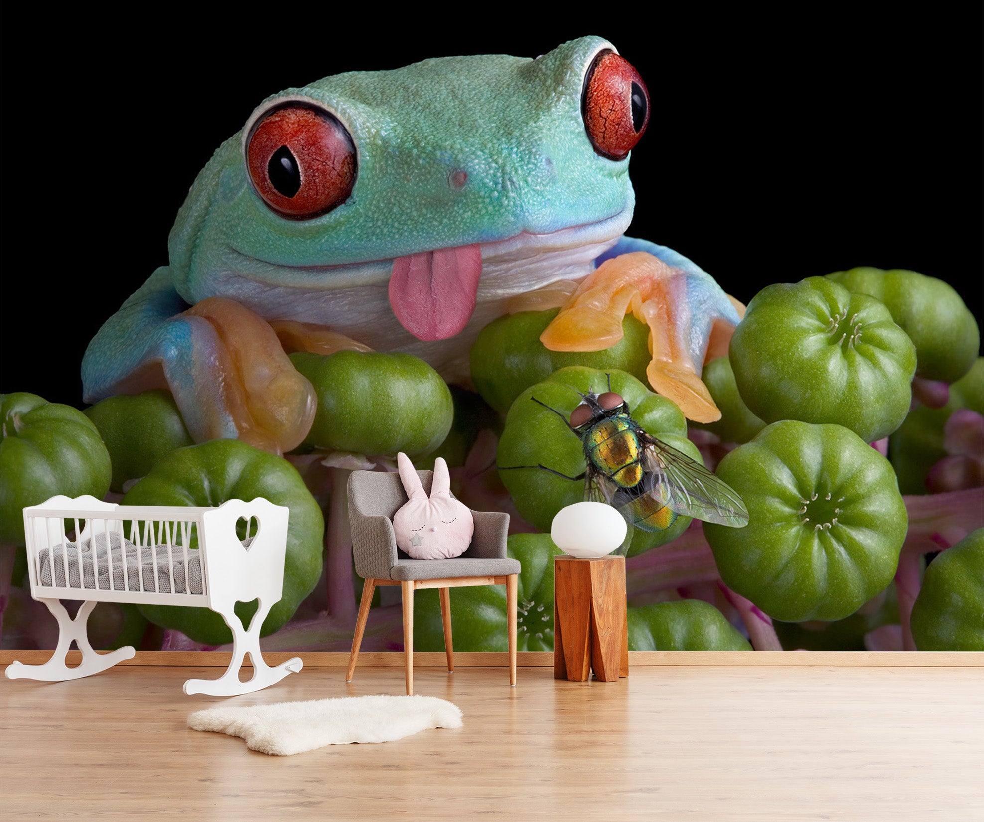 3D Frog Flies 174 Wall Murals