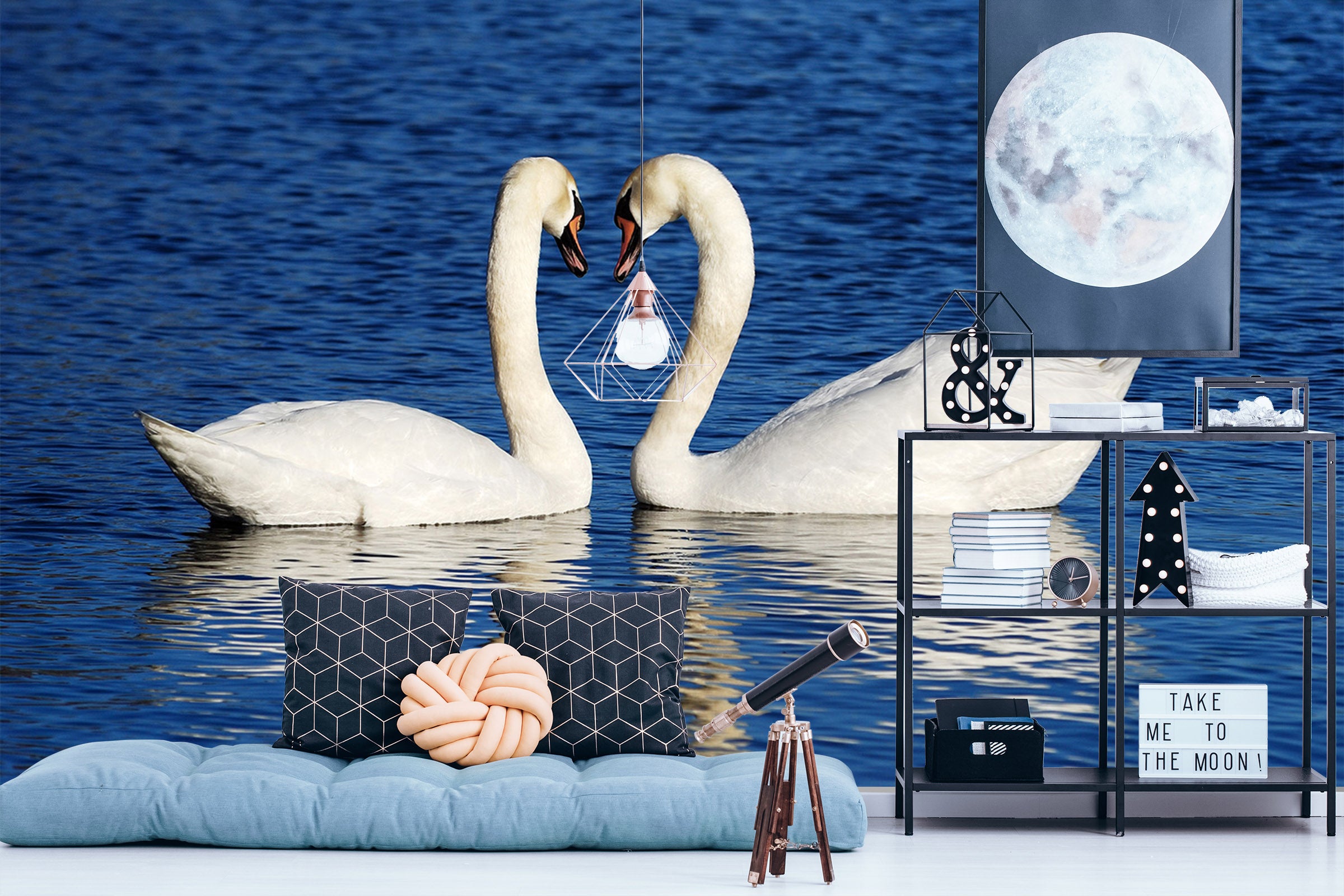 3D Swan Heart 346 Wall Murals