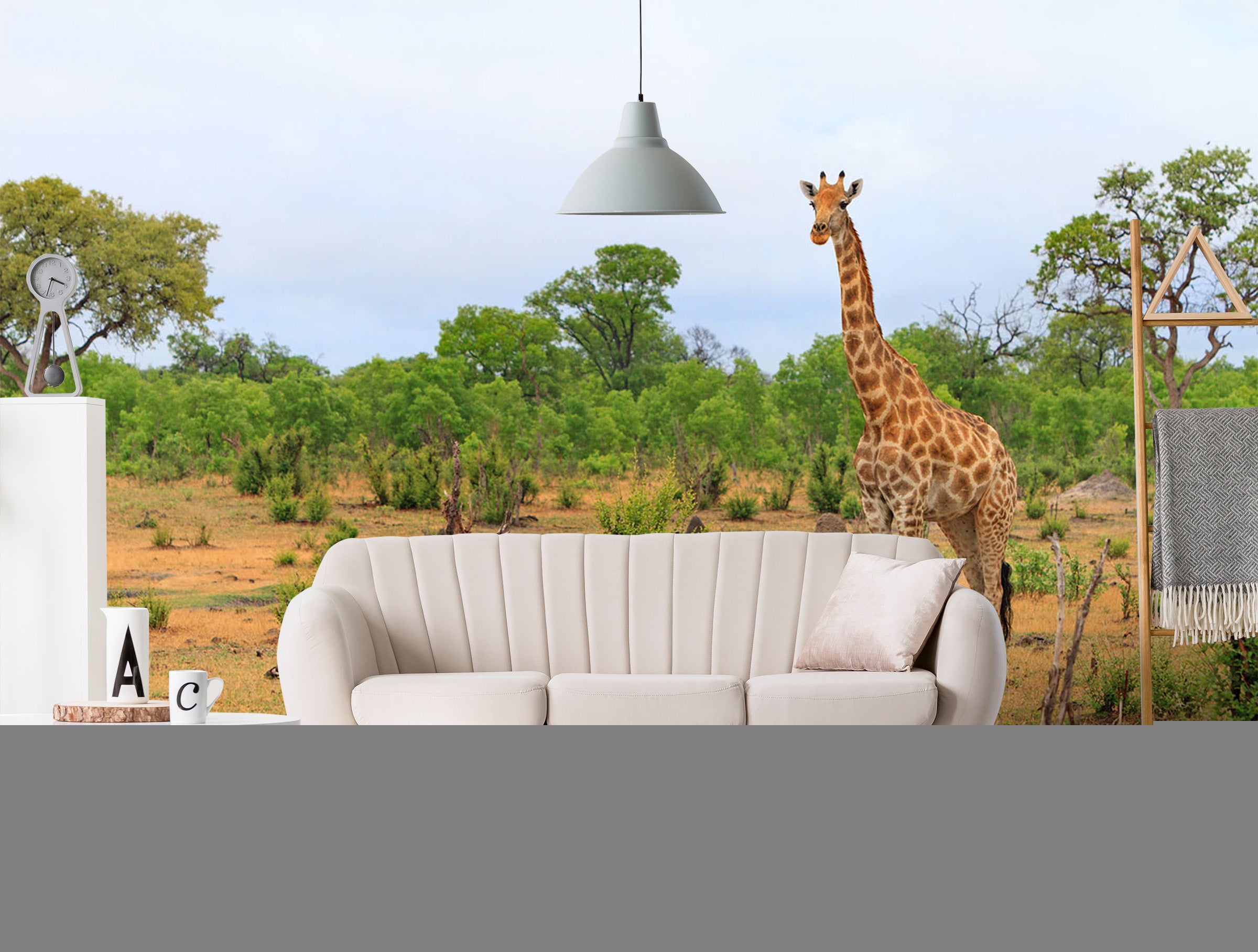 3D Giraffe Grassland 345 Wall Murals