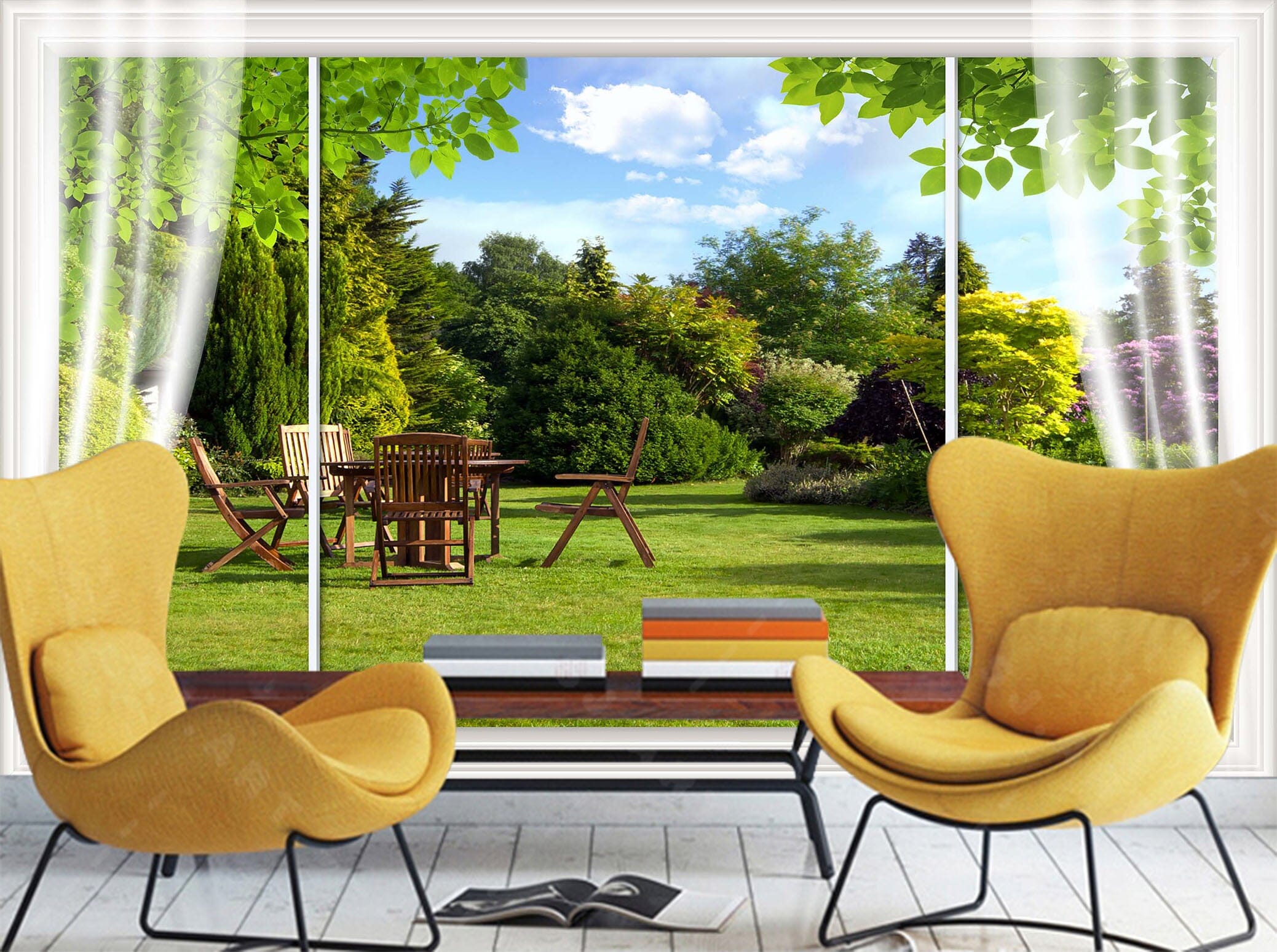 3D Curtain Garden 015 Wall Murals Wallpaper AJ Wallpaper 2 