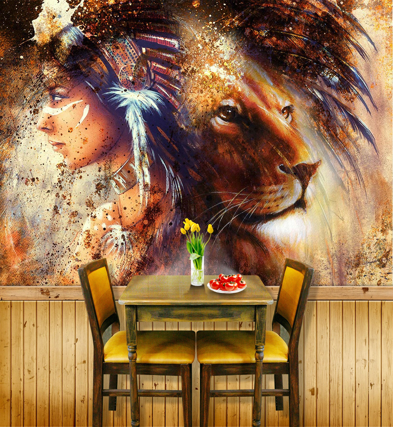3D Lion Girl 336 Wall Murals