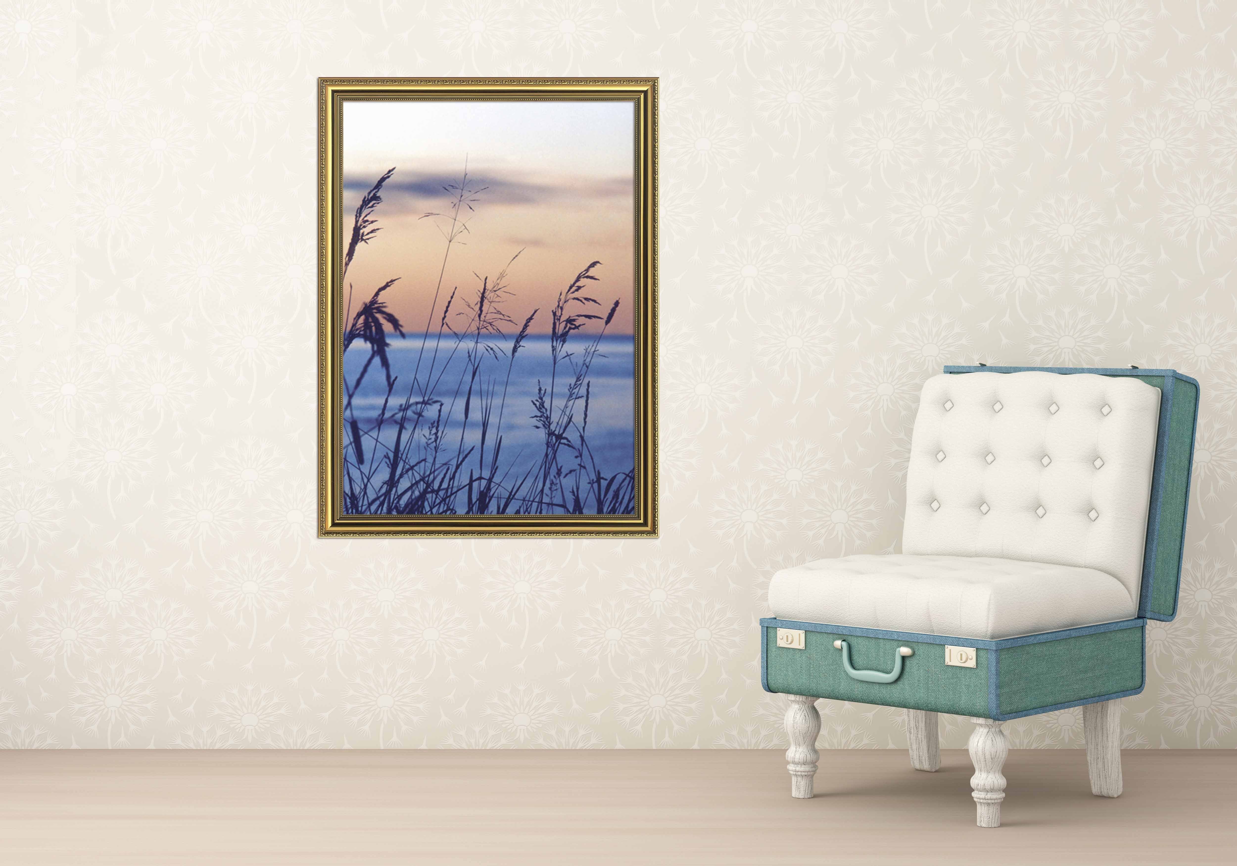 3D Lakeside Grass 011 Fake Framed Print Painting Wallpaper AJ Creativity Home 