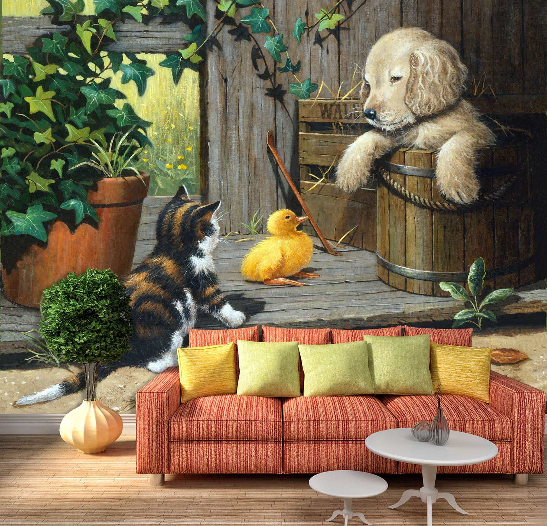 3D Cat Get Together 232 Kevin Walsh Wall Mural Wall Murals