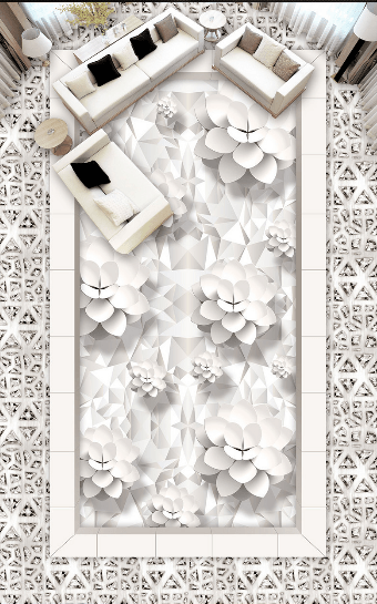 3D Big White Flower 388 Floor Mural Wallpaper AJ Wallpaper 2 