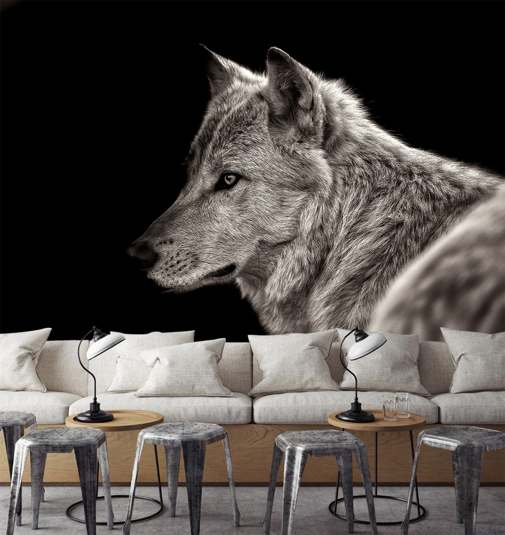 3D Black Wolf 298 Wall Murals