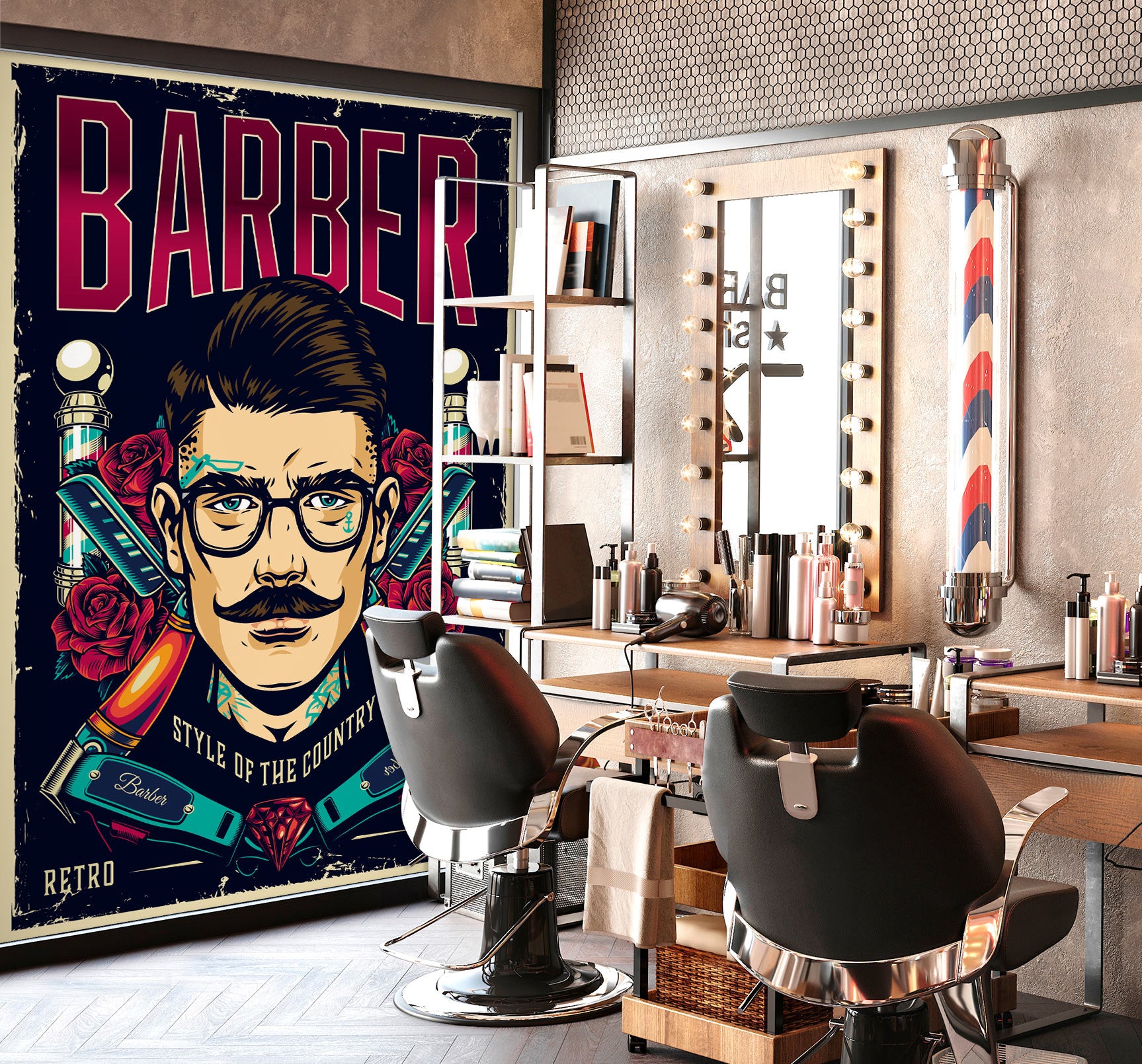 3D Barber 115225 Barber Shop Wall Murals