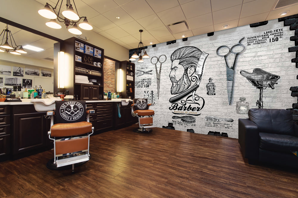 3D Scraper Scissors Men's Hairstyle 115205 Barber Shop Wall Murals