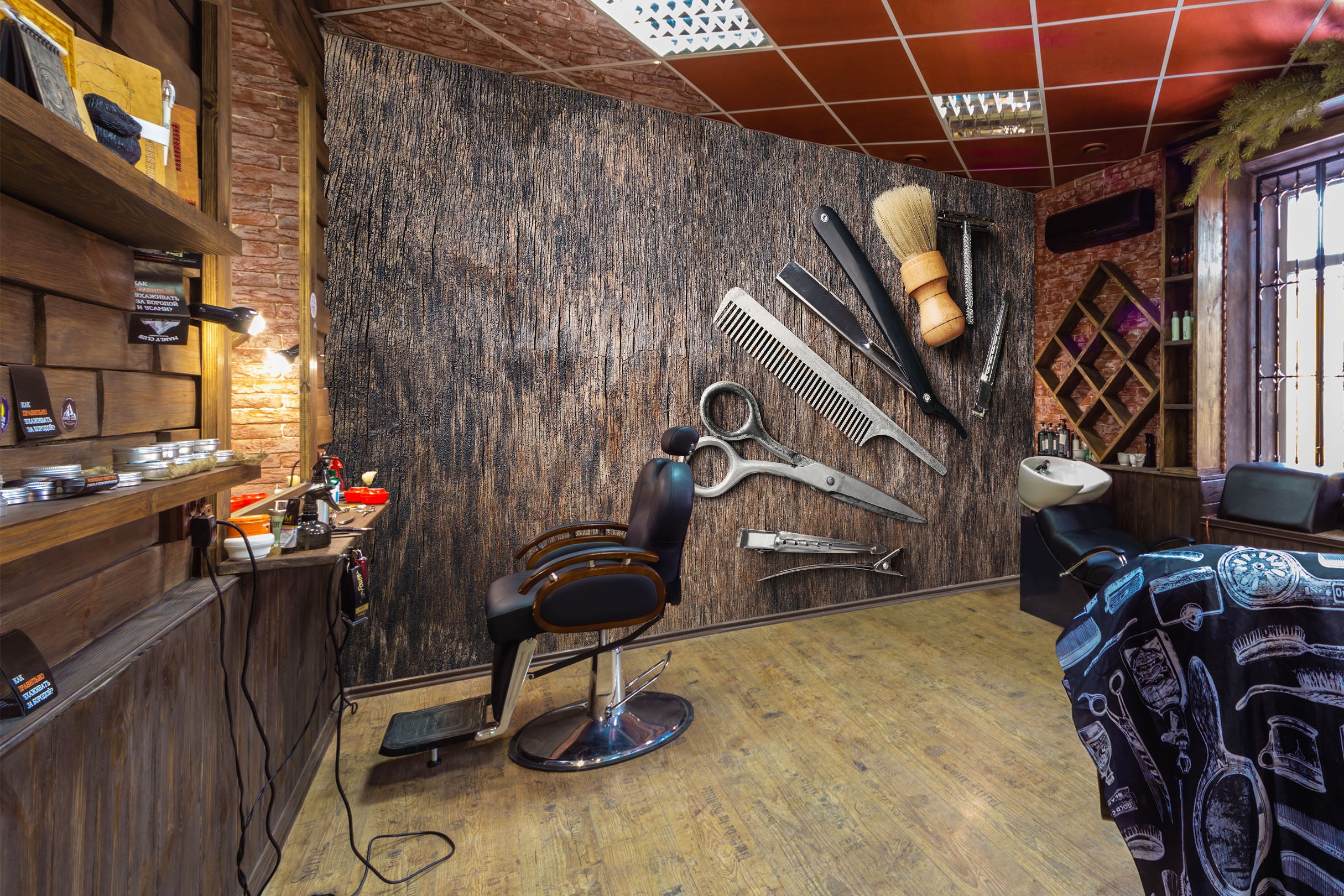 3D Barber Equipment 115143 Barber Shop Wall Murals