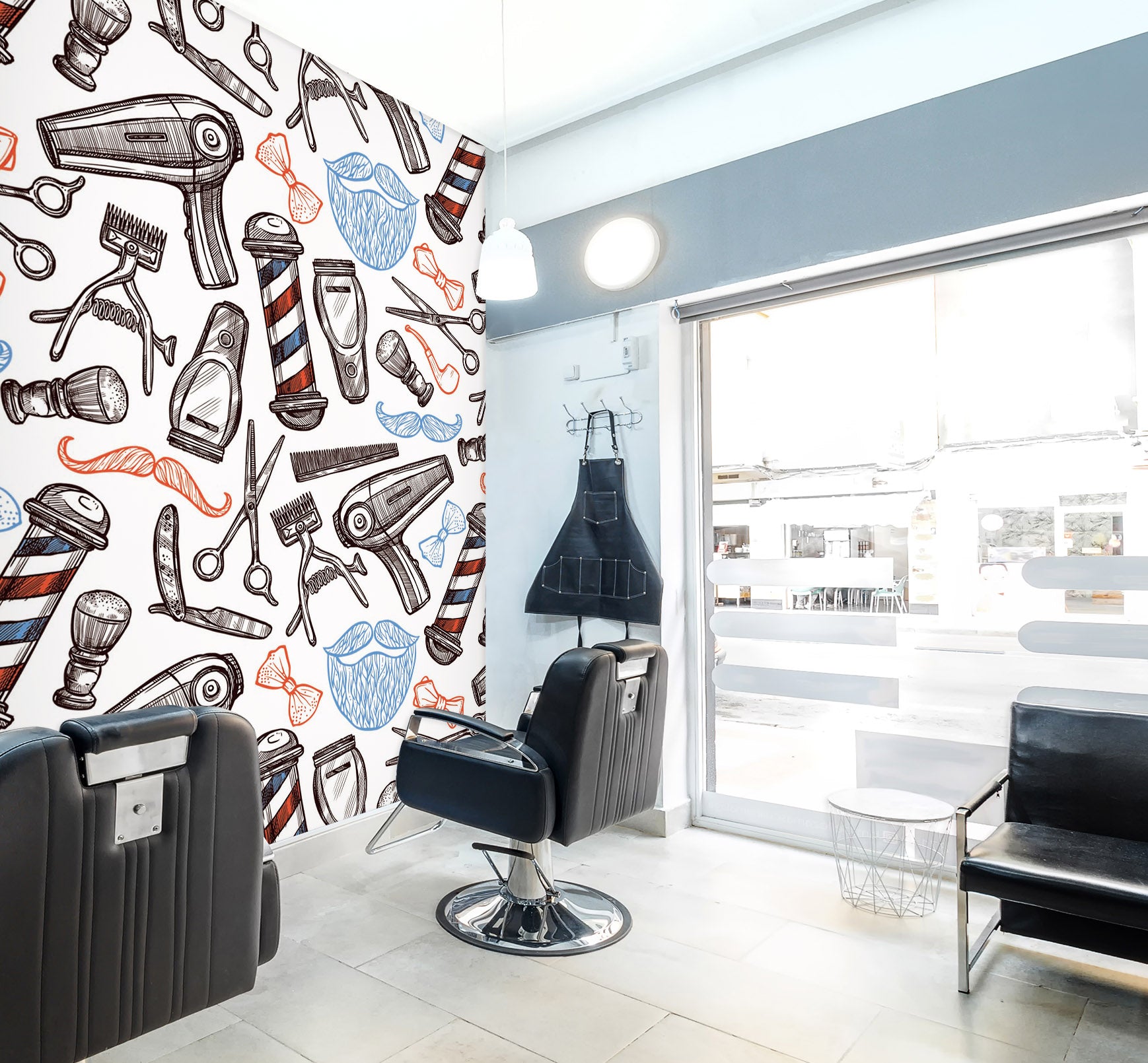 3D Hair Dryer Razor 115138 Barber Shop Wall Murals