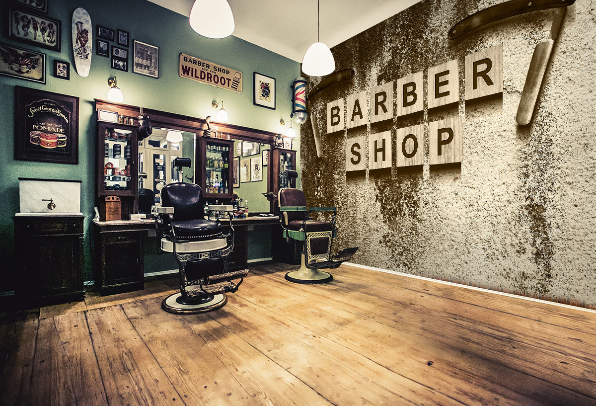 3D Grey Scraper Letter Block 115167 Barber Shop Wall Murals