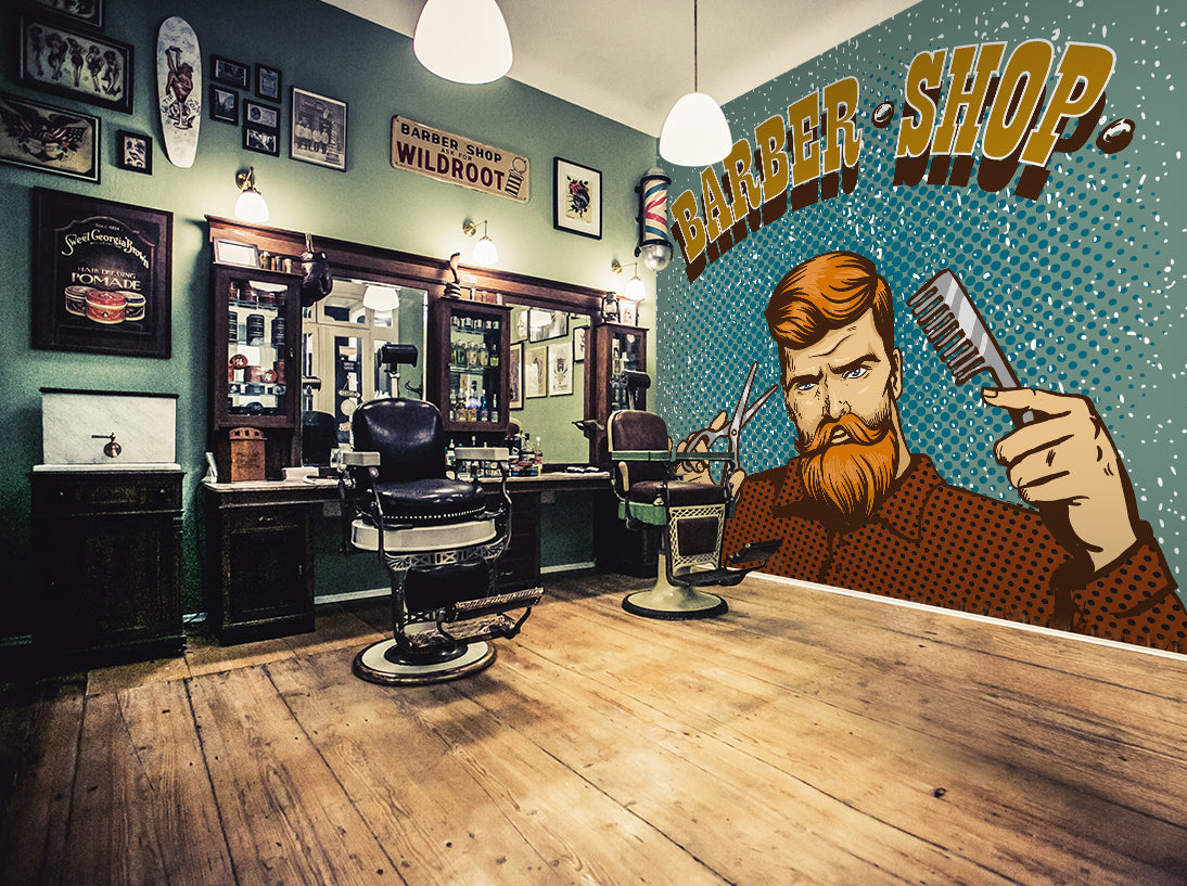 3D Scissors Comb 115142 Barber Shop Wall Murals