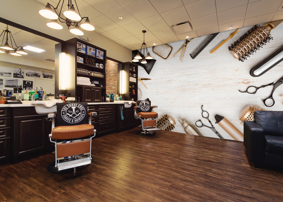 3D Curling Iron Comb Scissors 115168 Barber Shop Wall Murals