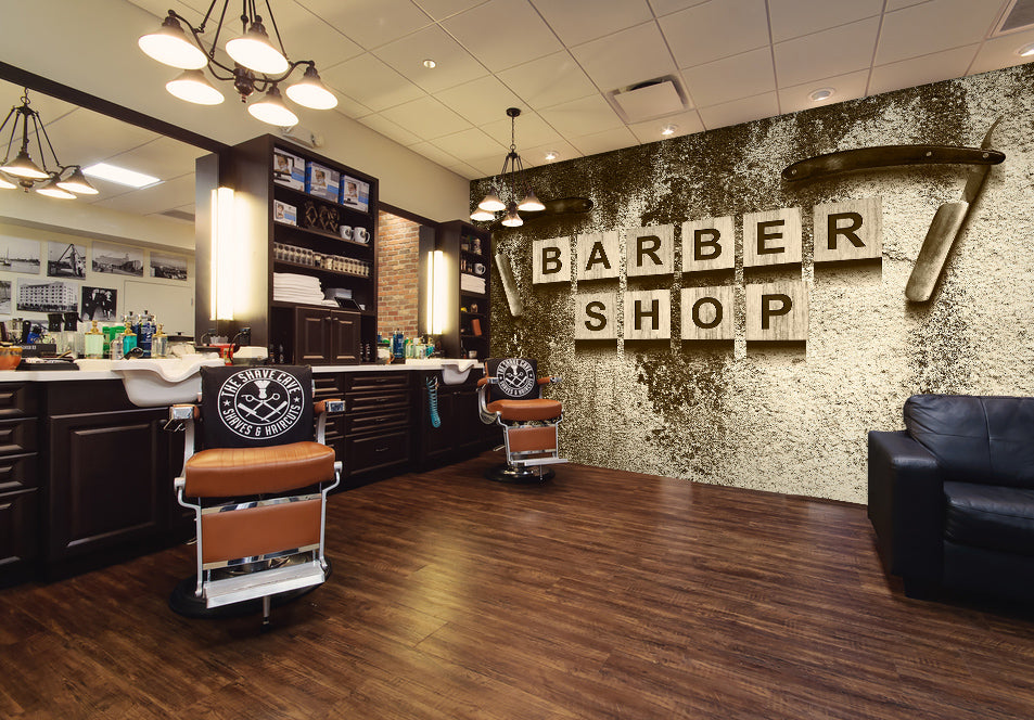 3D Grey Scraper Letter Block 115167 Barber Shop Wall Murals