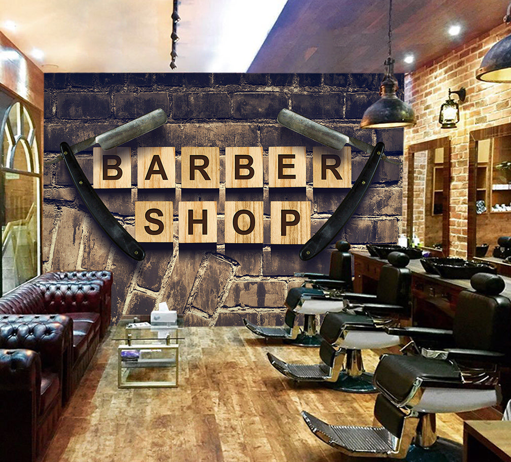 3D Letter Block Scraper 115165 Barber Shop Wall Murals