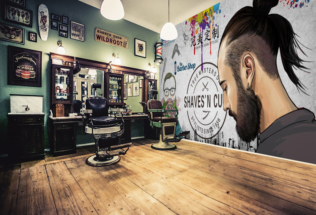 3D Signature Hairstyle 1479 Barber Shop Wall Murals