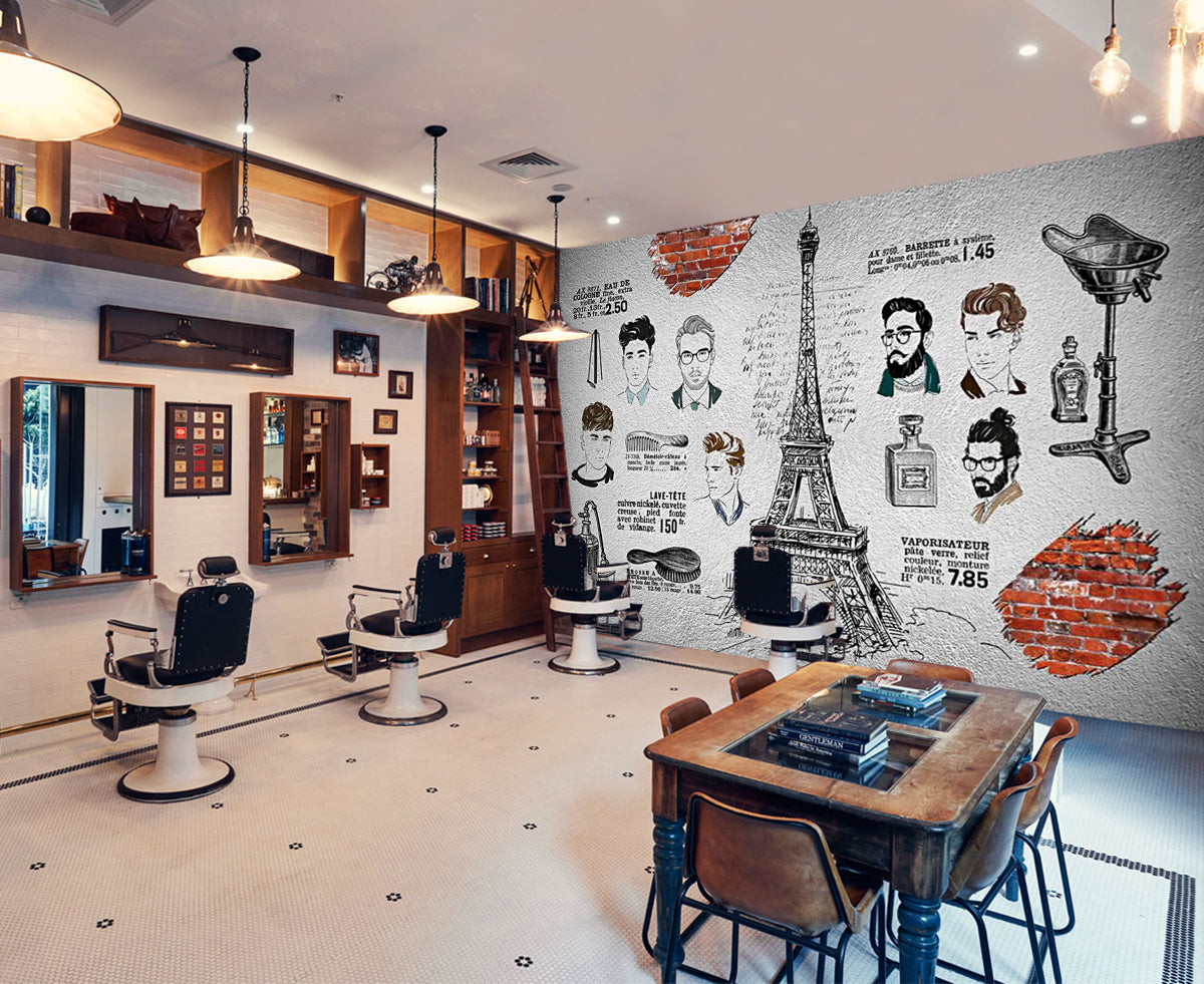 3D Fashion Style 1410 Barber Shop Wall Murals