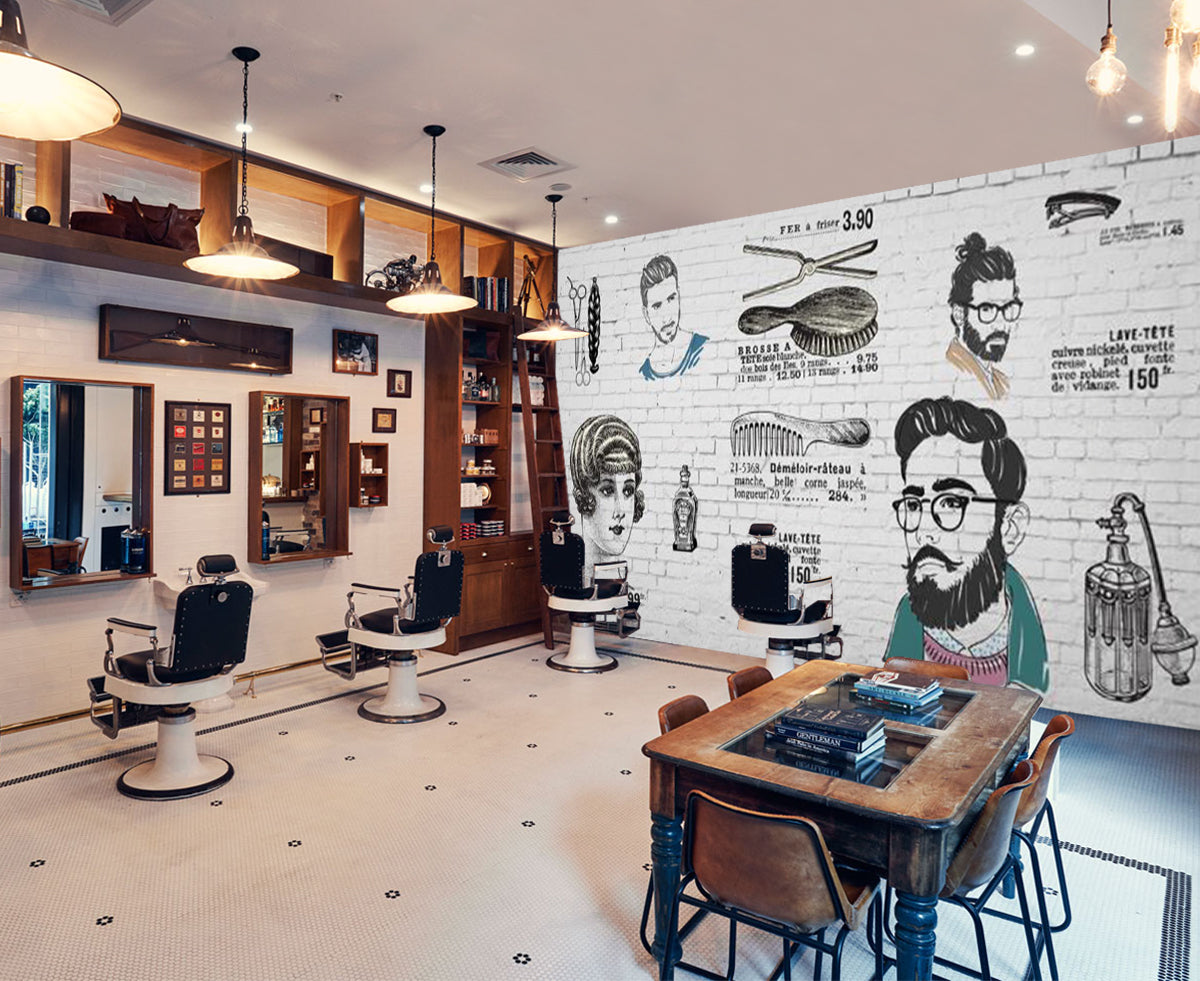 3D Eyes Boy 1415 Barber Shop Wall Murals