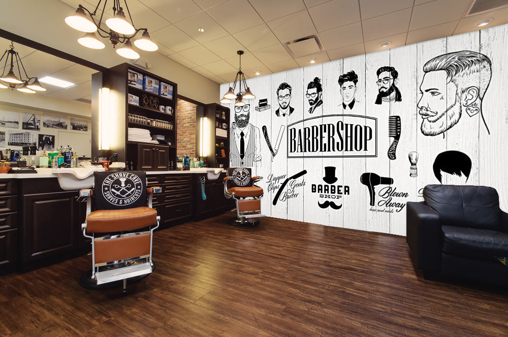 3D Men Look 1422 Barber Shop Wall Murals