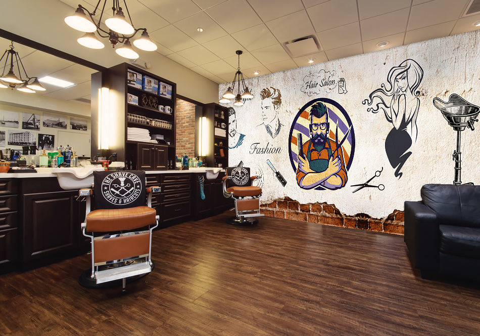 3D Glasses Uncle 1487 Barber Shop Wall Murals