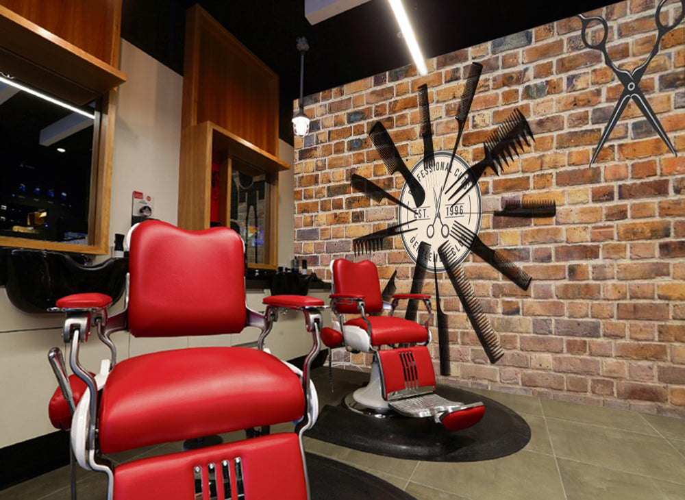 3D Black Comb 1425 Barber Shop Wall Murals