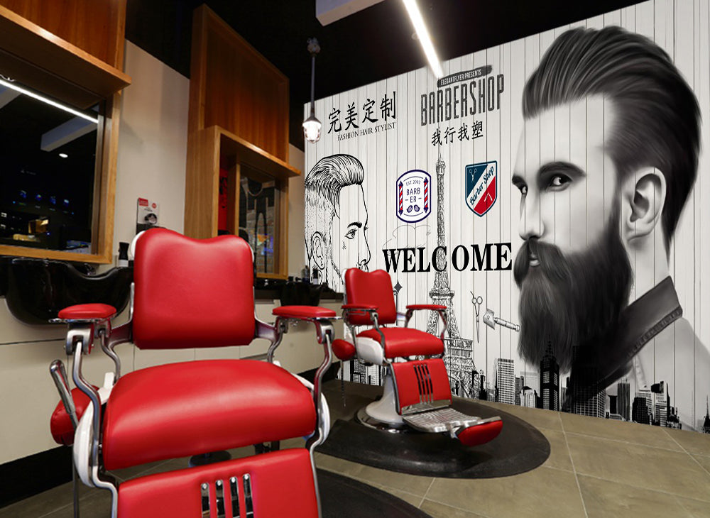 3D Signature Hairstyle 1480 Barber Shop Wall Murals