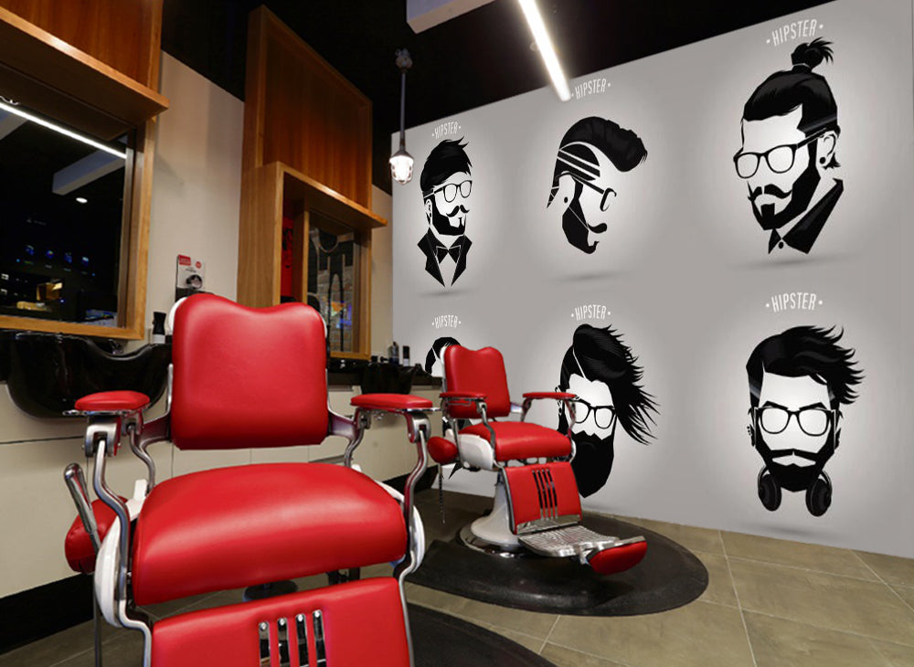 3D Short Hair 1403 Barber Shop Wall Murals